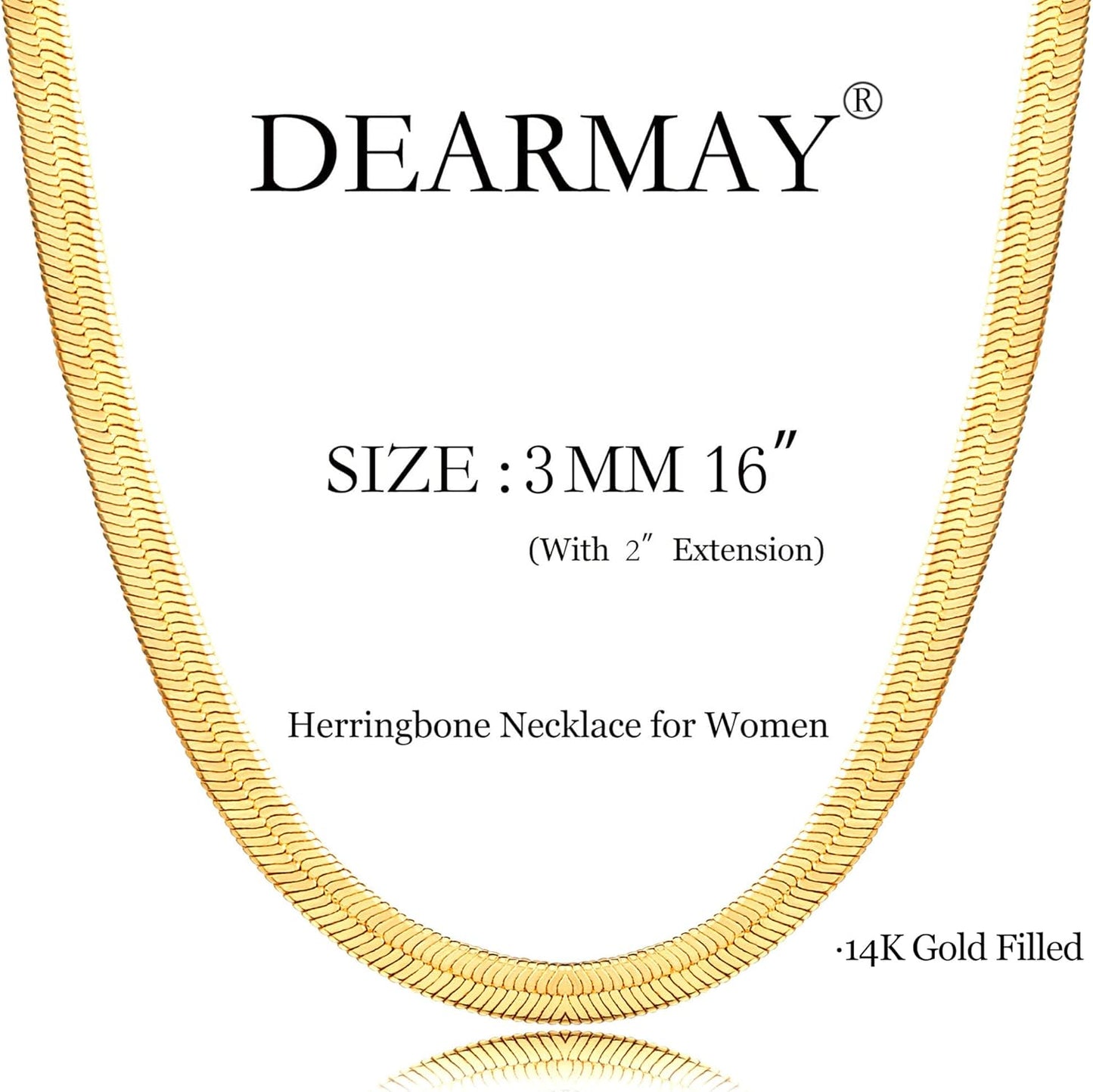 Manufacturer DEARMAY 14K Gold Necklaces for Women, Dainty Gold Herringbone Choker Necklace for Women Thin Layered Chunky Snake Chain Necklaces Jewelry for Teen Gifts Necklace