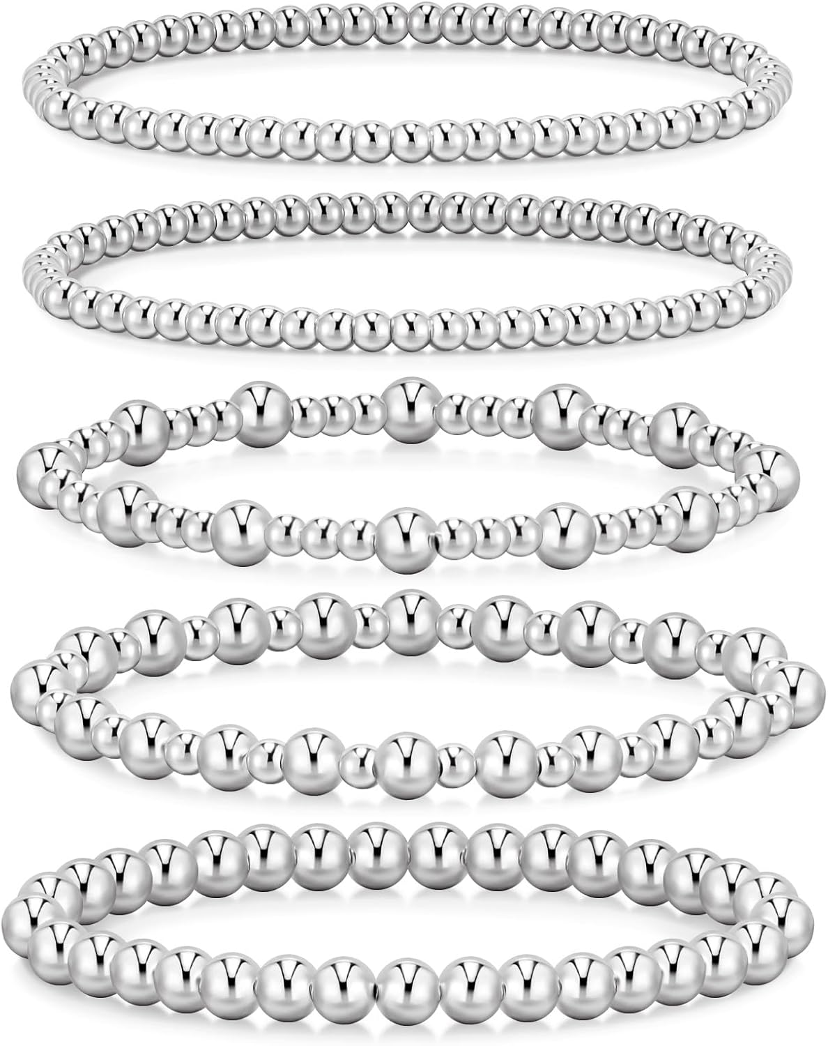Manufacturer adoyi Gold Bracelets for Women Waterproof, 14K Gold Plated Beaded Strand Bead Ball Bracelets stack Adjustable Jewelry Set for Gifts bracelets