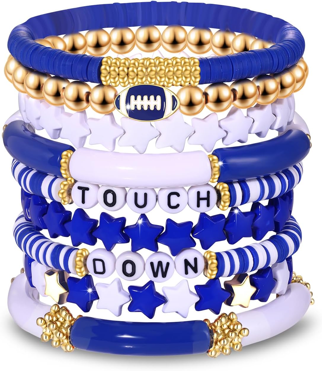 Manufacturer Game Day Bracelets for Women - Red, Black, Blue Heishi Clay Beaded Stretch Bracelets - Stackable Sports Charm Bracelet Bangles - Football Mom Accessories & Outfits Jewelry Gifts bracelets