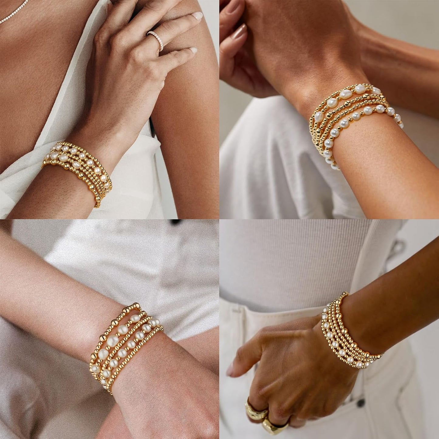 Manufacturer adoyi Gold Bracelets for Women Beaded Bracelet 14K Gold Plated Bracelet Stack Strand Stretch Bead Ball Bracelet Set Stackable Bracelet Adjustable Bracelet Set Jewelry for Gifts bracelets
