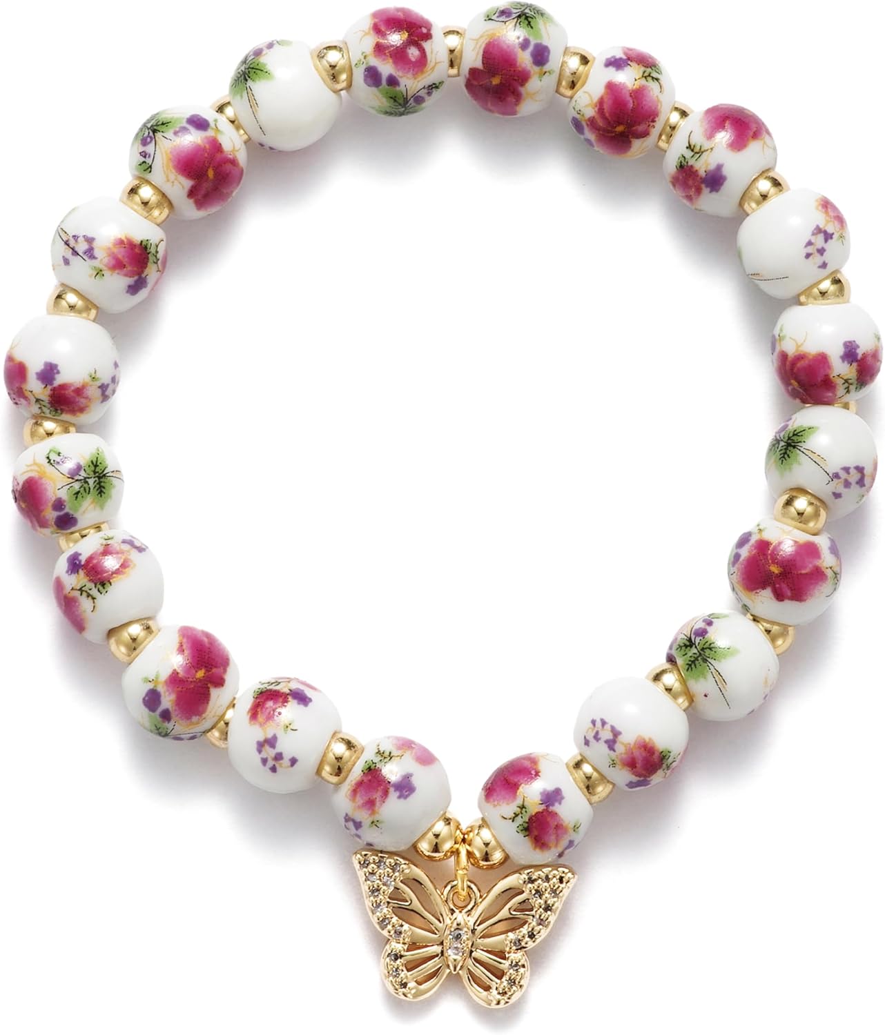 Manufacturer Beads Bow Charm Bracelet for Women Flower Vintage Bracelet Handmade Stretch Gold Beaded Dainty Romantic Jewelry Gift bracelets