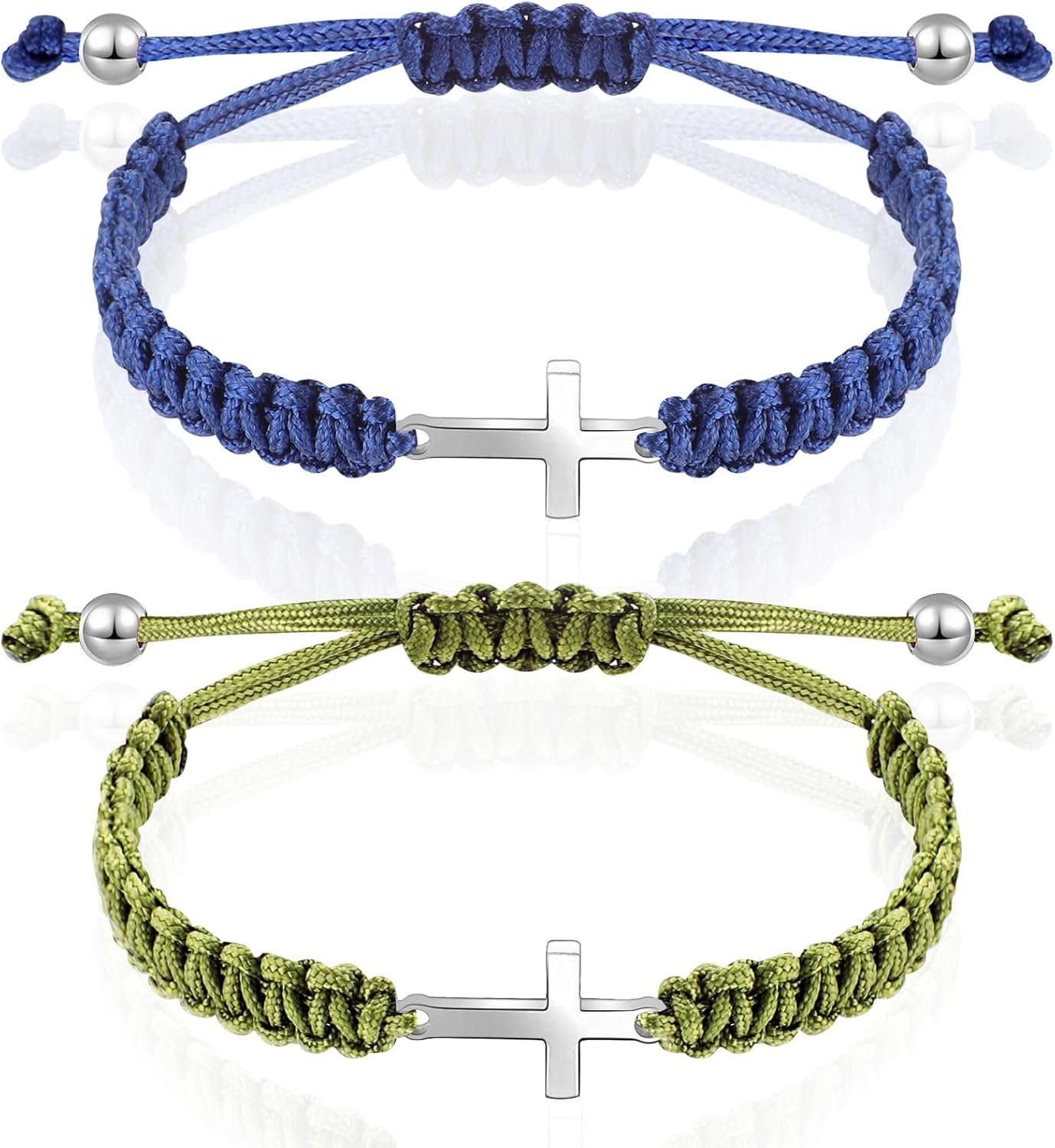 Manufacturer Sureio Cross Friendship Bracelet Adjustable Braided Rope Jesus Christian Cross Bracelets Matching Couple String Lucky Strand BFF Wristband for Women Men Boy Girls Easter Baptism bracelets