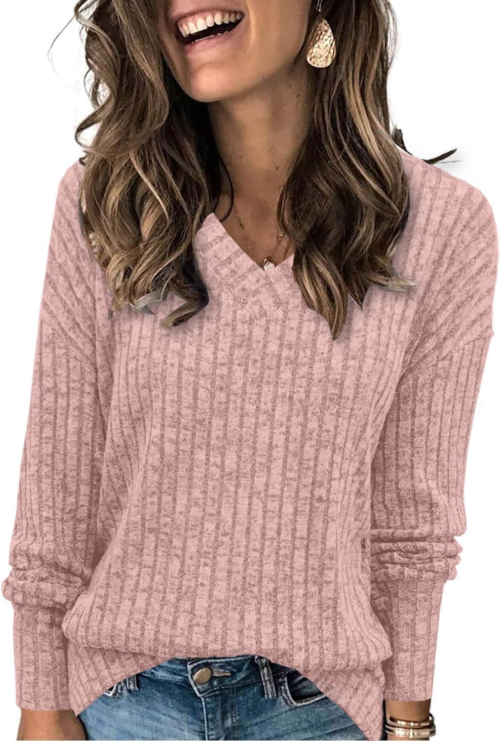 Manufacturer Heymiss Womens Sweatshirts V Neck Long Sleeve Shirts Loose Casual Fall Fashion Sweaters S-2XL sweaters