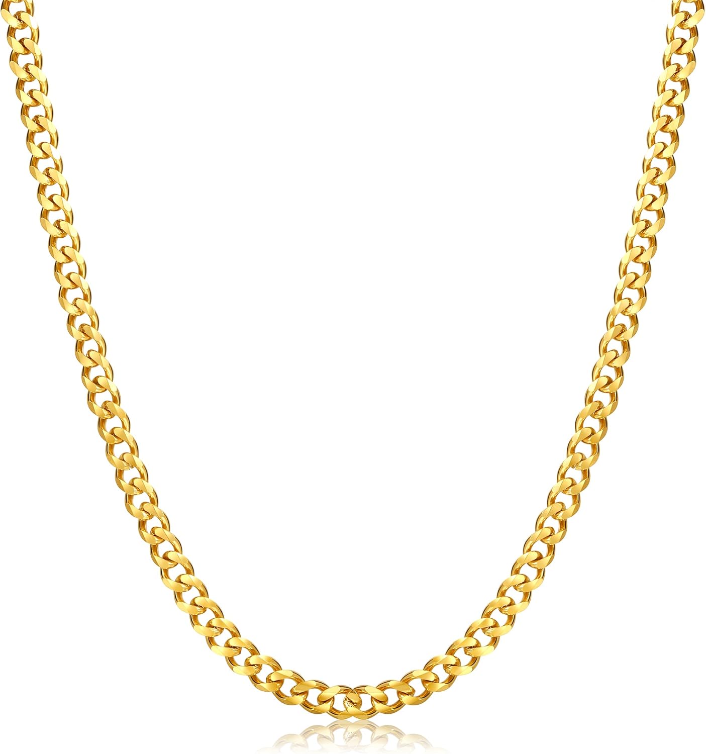 Manufacturer Fiusem 3.5mm Cuban Link Chains for Men, women,Silver Tone/Black/14K Gold Plated Stainless Steel Necklace Chain, Mens Necklace 16, 18, 20, 22, 24, 26, 28 Inch Necklace