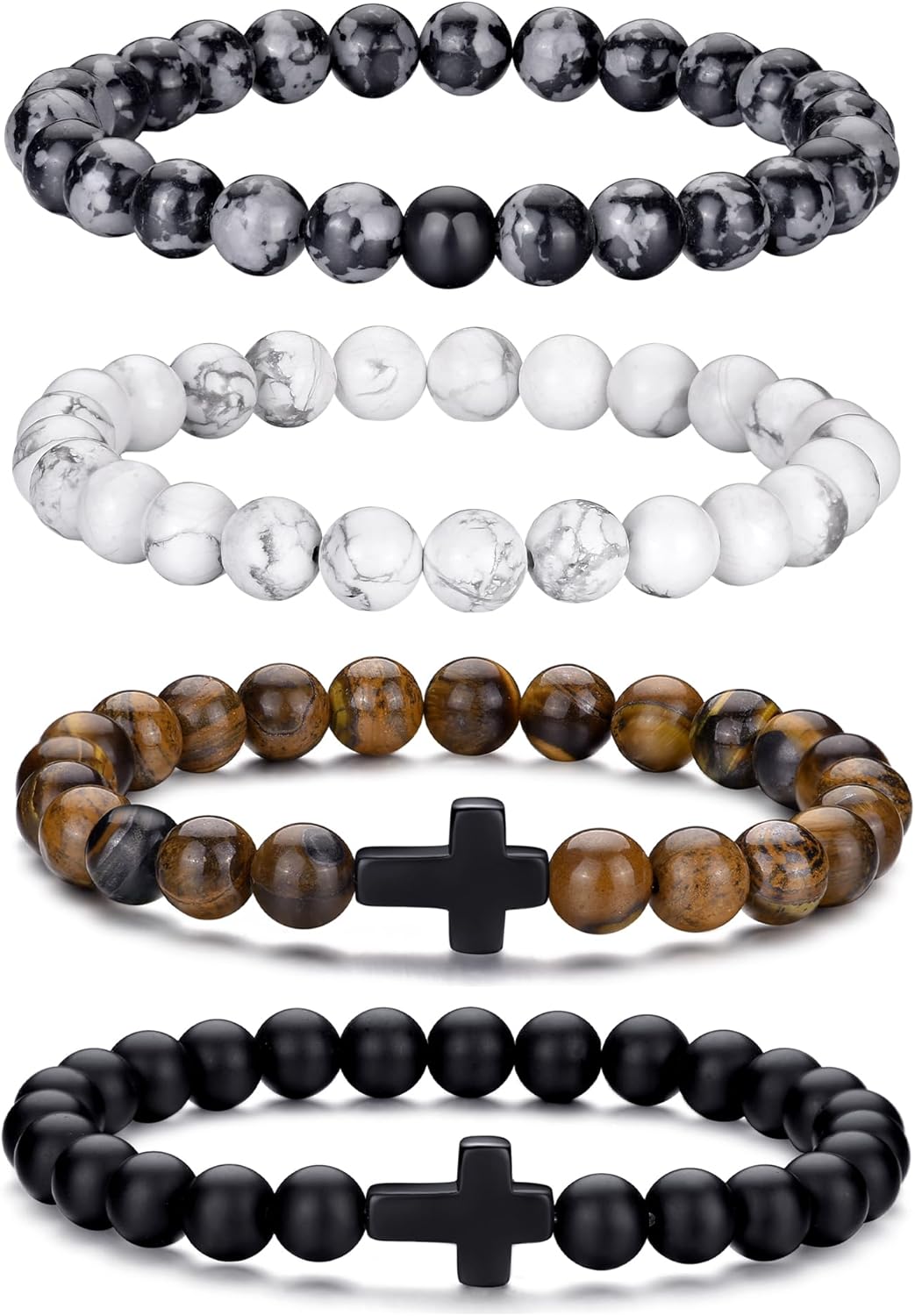 Manufacturer RANKEEF Tiger Eye Bracelet For Men 8MM Natural Stone Stretch Adjustable Black Crystal Beaded Bracelet for Men Women Gifts bracelets