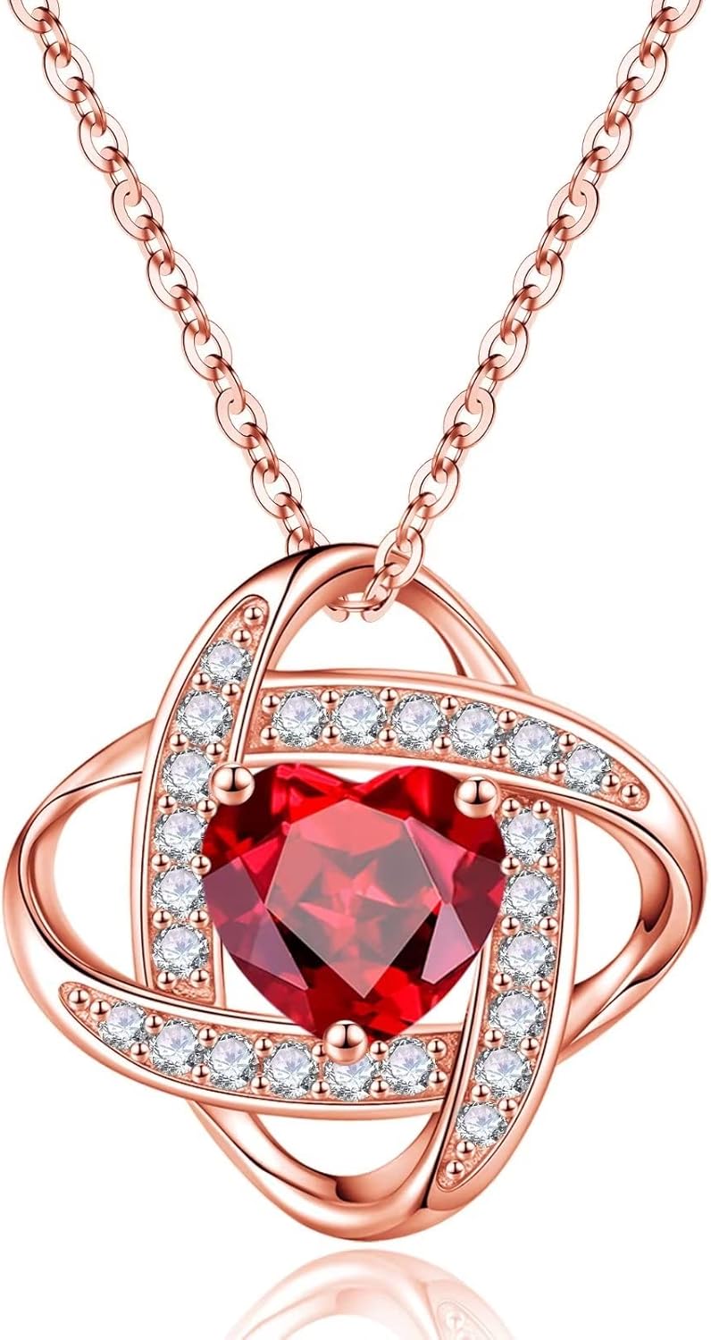 Manufacturer Iefil 925 Sterling Silver Love Knot Birthstone Necklace, Natural or Created Gemstone, Anniversary Birthday Gifts for Women, Jewelry Gifts for Wife Mom Girlfriend Necklace
