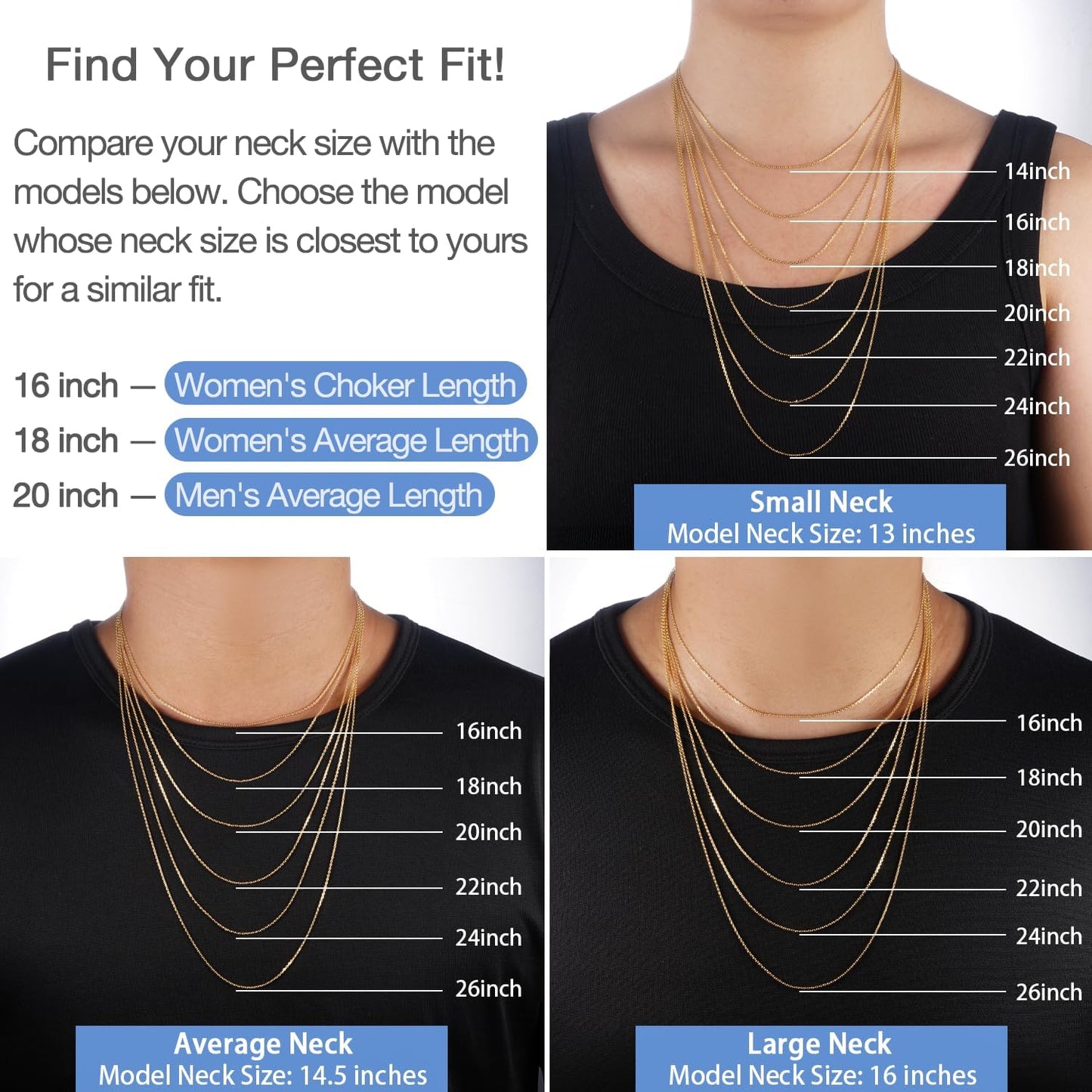 Manufacturer Jewlpire Solid 18k Gold Over 925 Sterling Silver Chain Necklace for Women, 1.1mm Cable Chain Necklace Thin & Dainty & Sturdy Women's Chain Necklaces, 14/16/17/18/20/22/24 Inches Necklace