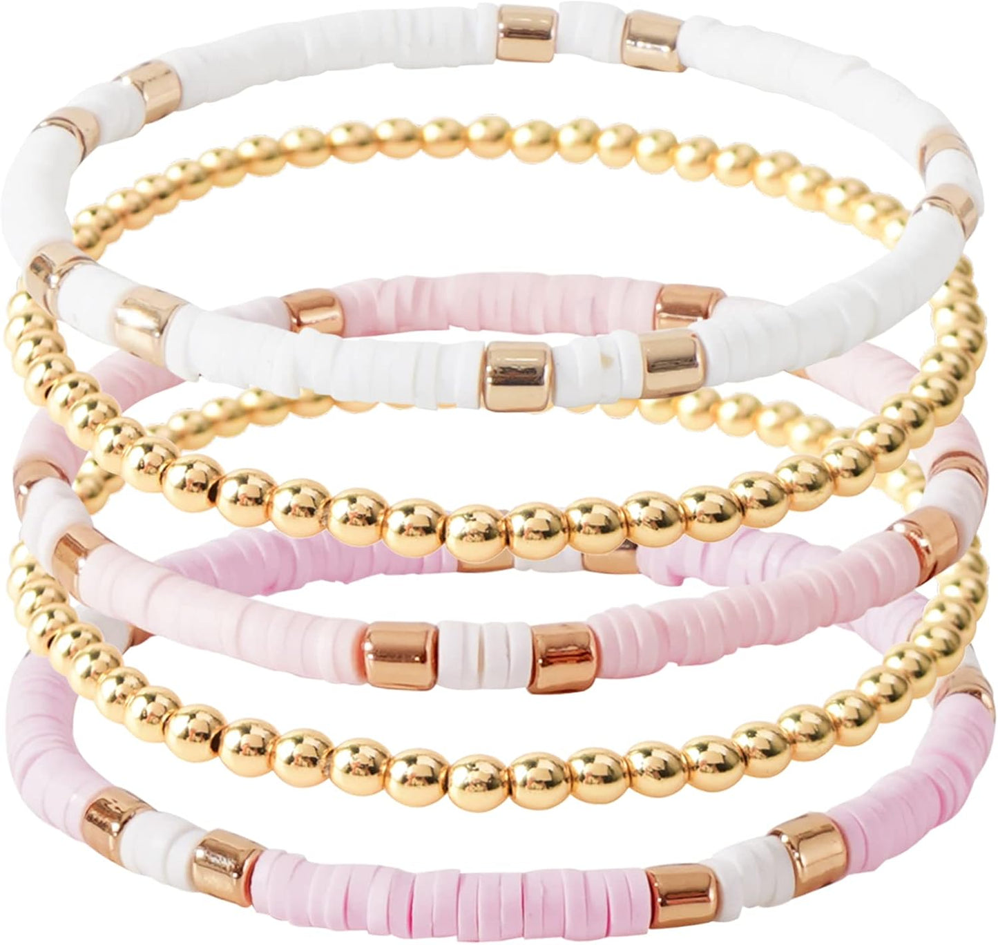 Manufacturer GOOJIDS Surfer Heishi Clay Bead Bracelets for Women Bohemian Stackable Gold Beaded Stretch Bracelets Elastic Layering Friendship Bracelets Set Boho Jewelry bracelets