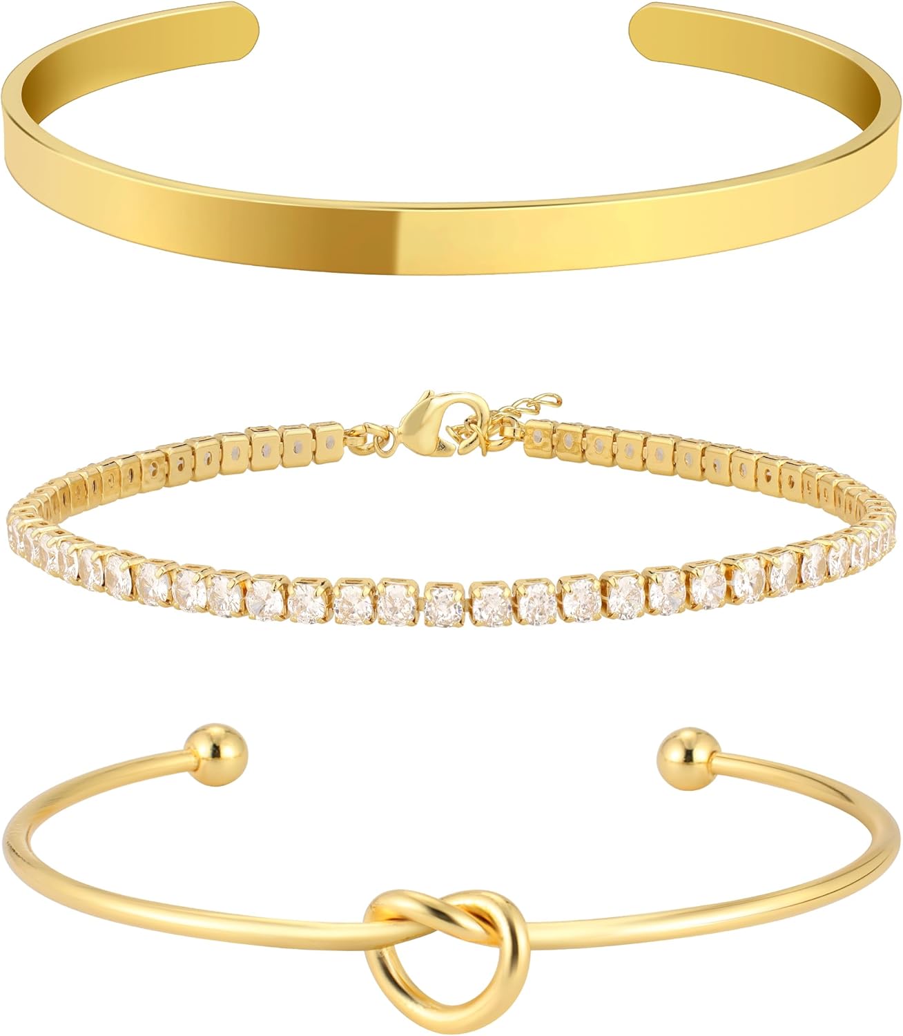 Manufacturer Reoxvo 14K Gold Plated Bangle Cuff Bracelets for Women Non Tarnish Gold Bracelet Stack Jewelry Set for Women Trendy bracelets