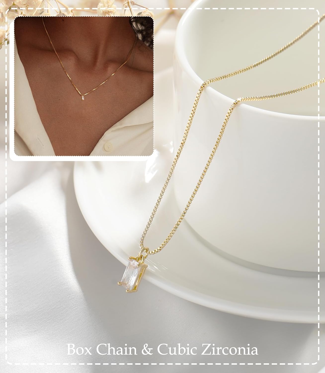 Manufacturer FUNEIA Diamond Necklaces for Women 14K Gold Plated Emerald Birthstone Necklace for Women Mothers Dainty Gold Necklace Blue Green Cubic Zirconia Pendant Necklace Birthday Gifts for Women Jewelry necklace