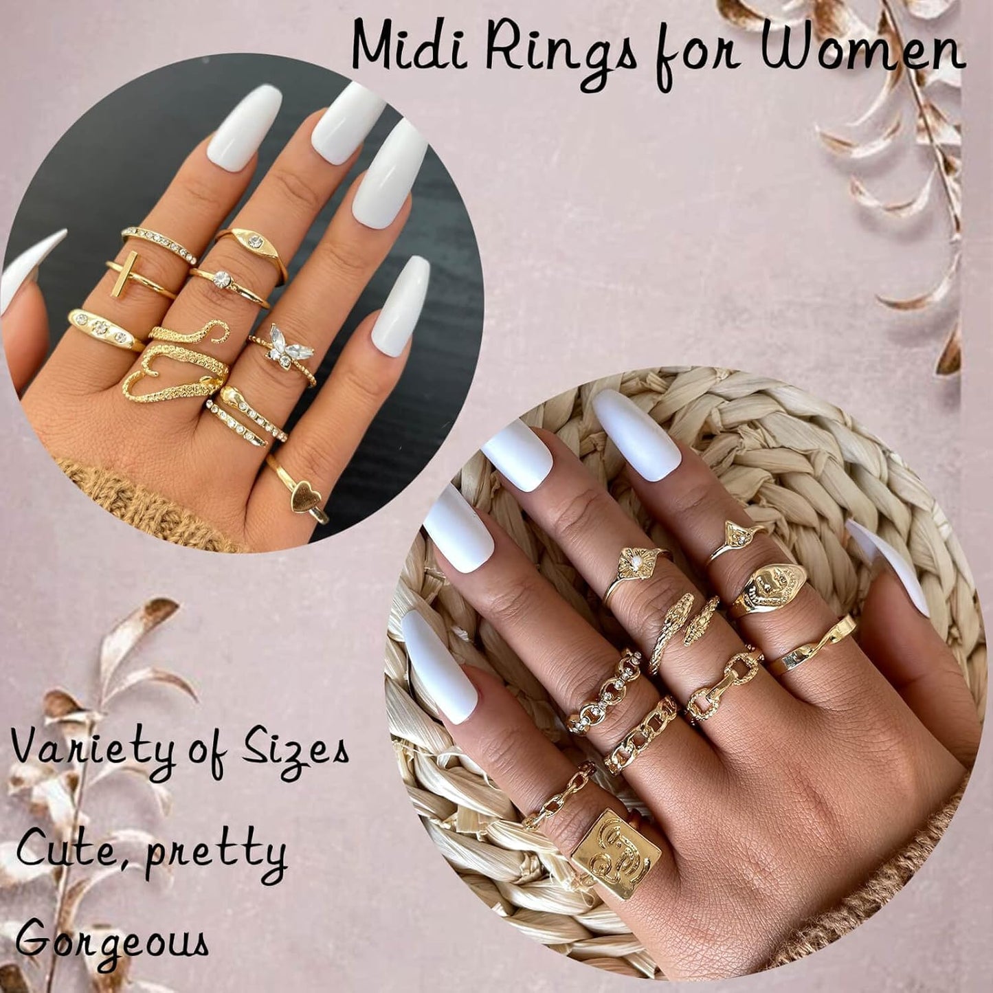 Manufacturer 17KM 60 Pcs Gold Stacks Ring Sets for Women Non Tarnish, Dainty Vintage Stackable Rings Pack, Finger Midi Knuckle Rings for Jewelry Gift rings
