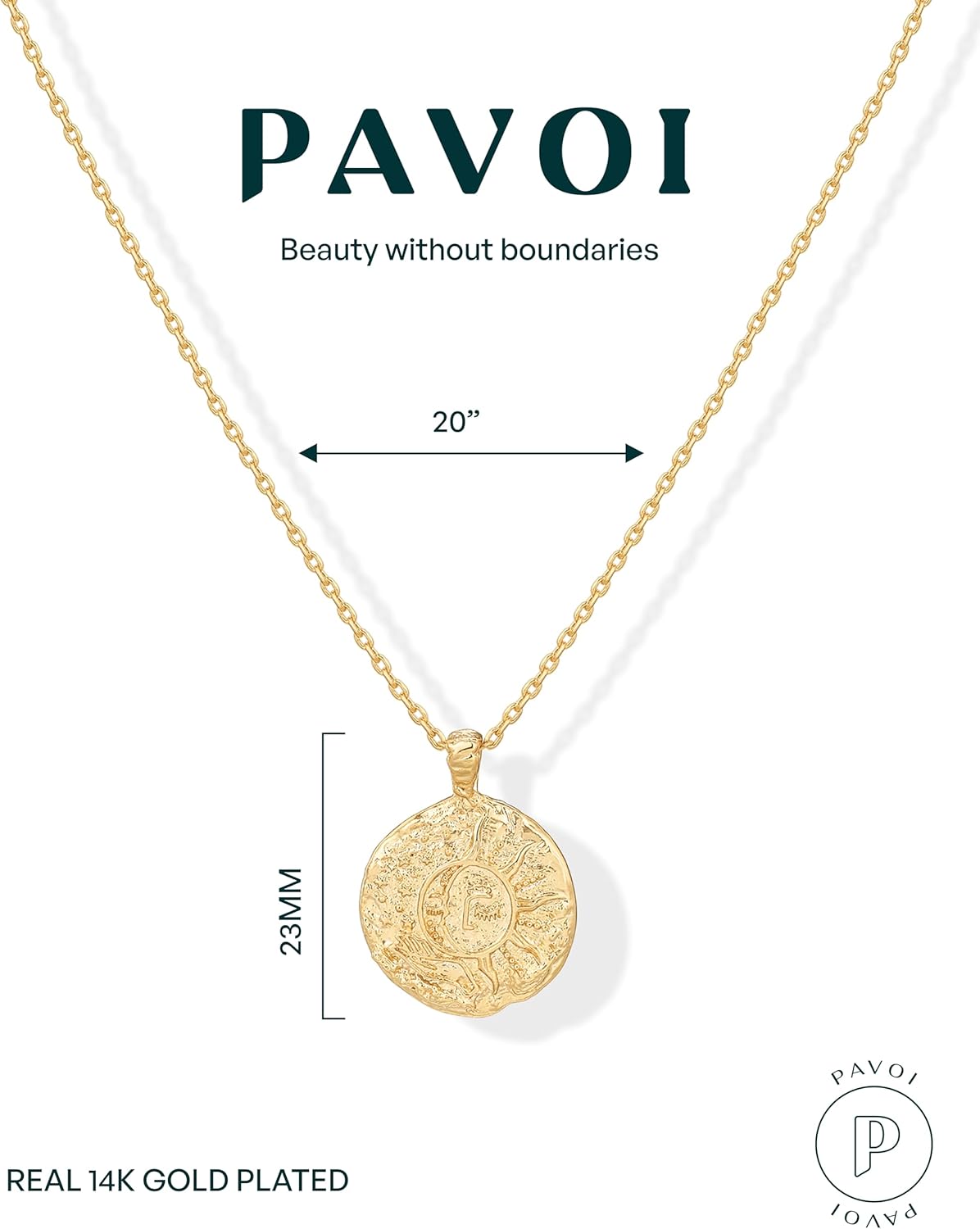 Manufacturer PAVOI 14K Gold Plated Engraved Coin Pendant Necklaces for Women | Byzantine Coin Pendants | Bohemian Necklace necklace