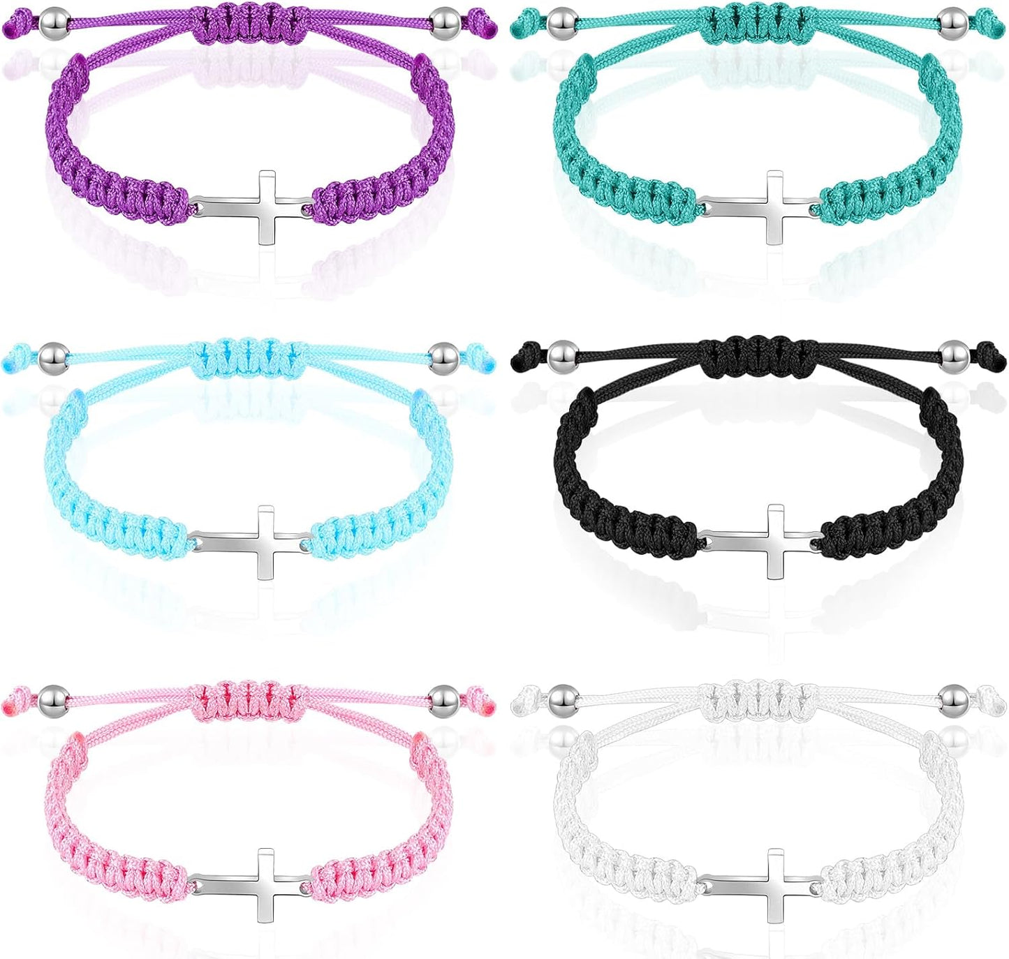 Manufacturer Sureio Cross Friendship Bracelet Adjustable Braided Rope Jesus Christian Cross Bracelets Matching Couple String Lucky Strand BFF Wristband for Women Men Boy Girls Easter Baptism bracelets