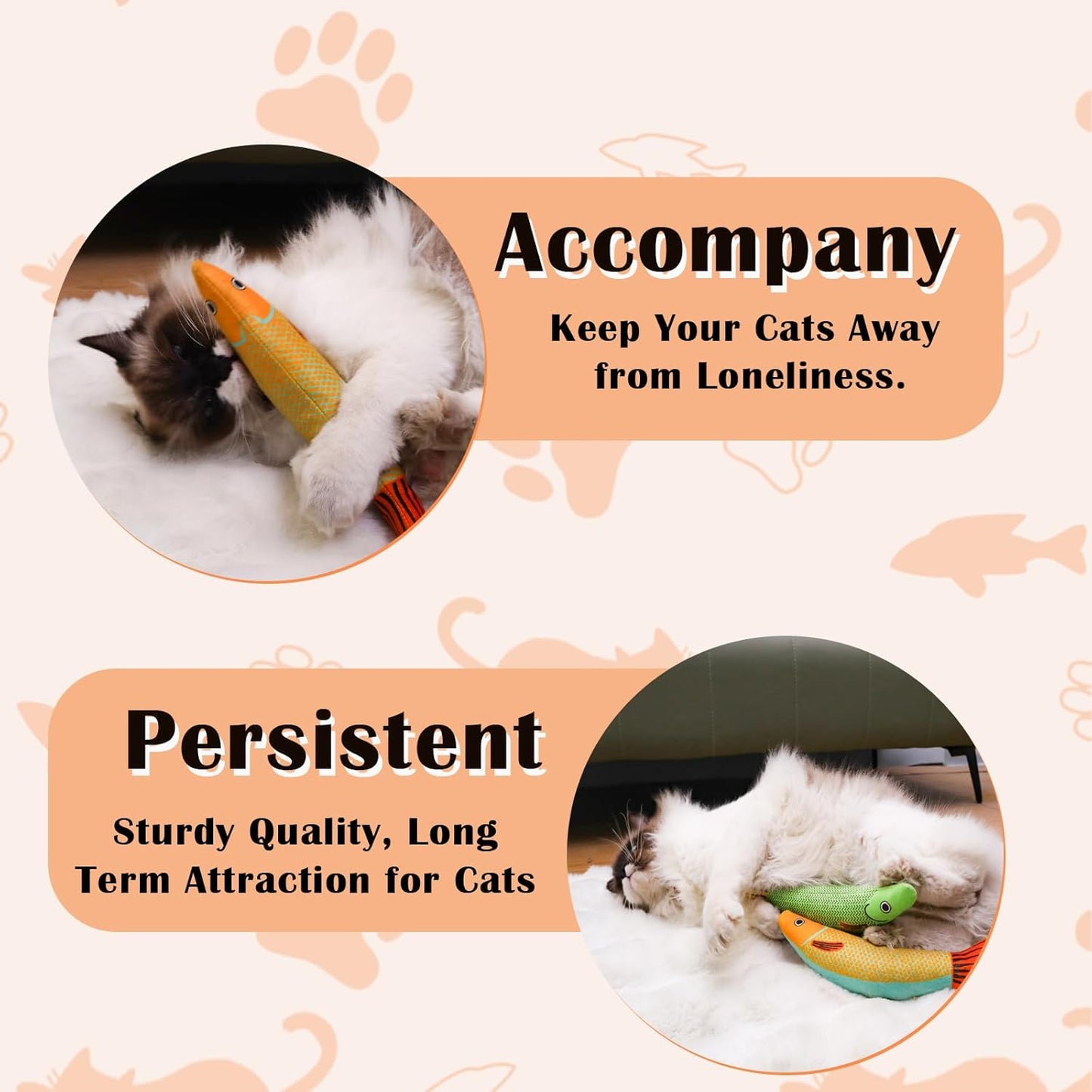 Manufacturer Cat Toys 4 Pack, Fish Shaped Catnip Toys with Crinkle Sound, Durable Interactive Chew & Kicker Toys for Indoor Cats, 8.1 Inch for All Breeds Cat toy