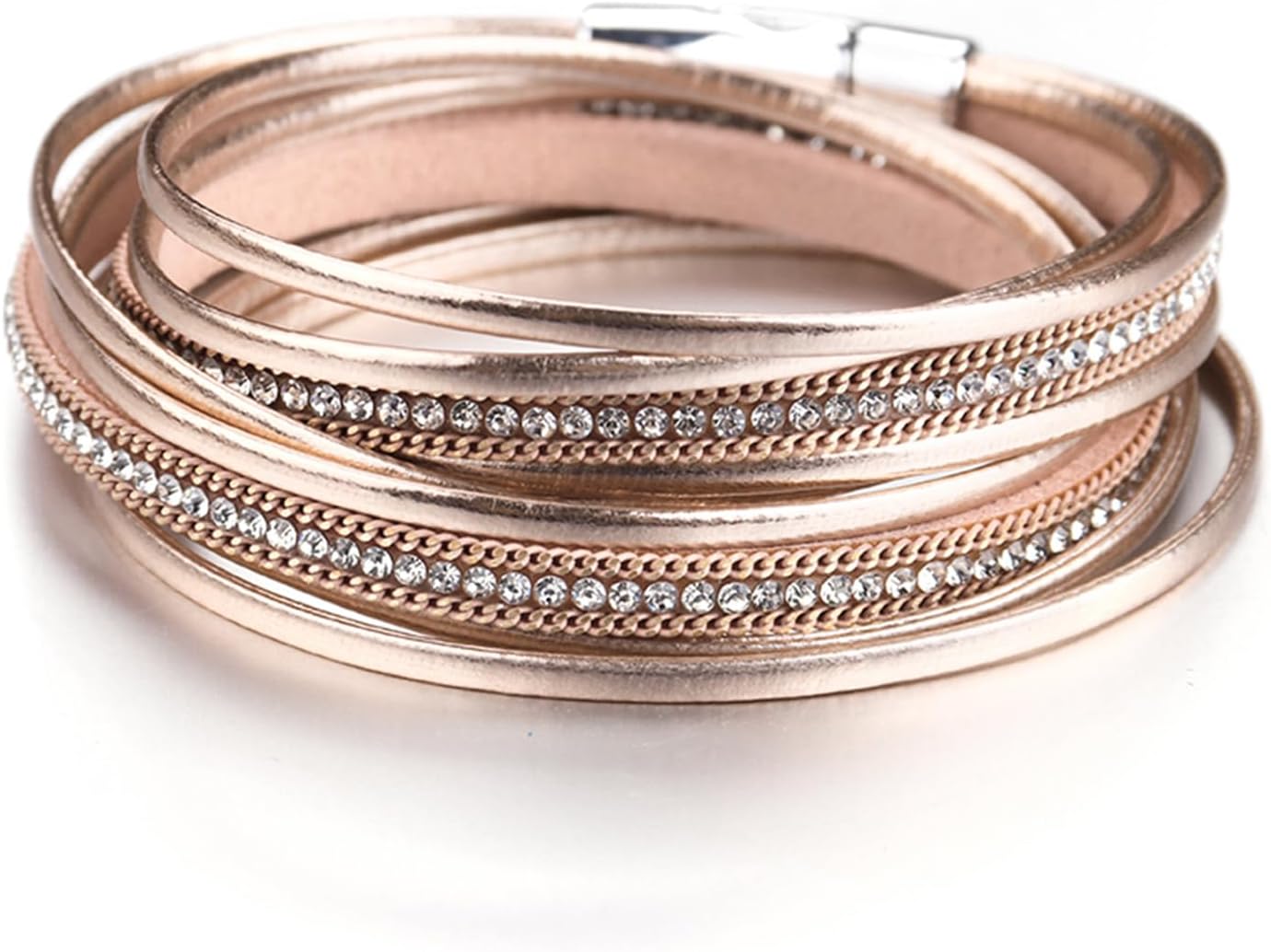 Manufacturer Fesciory Leather Wrap Bracelets for Women, Boho Leopard Multi-Layer Crystal Beads Cuff Bracelet Jewelry bracelets