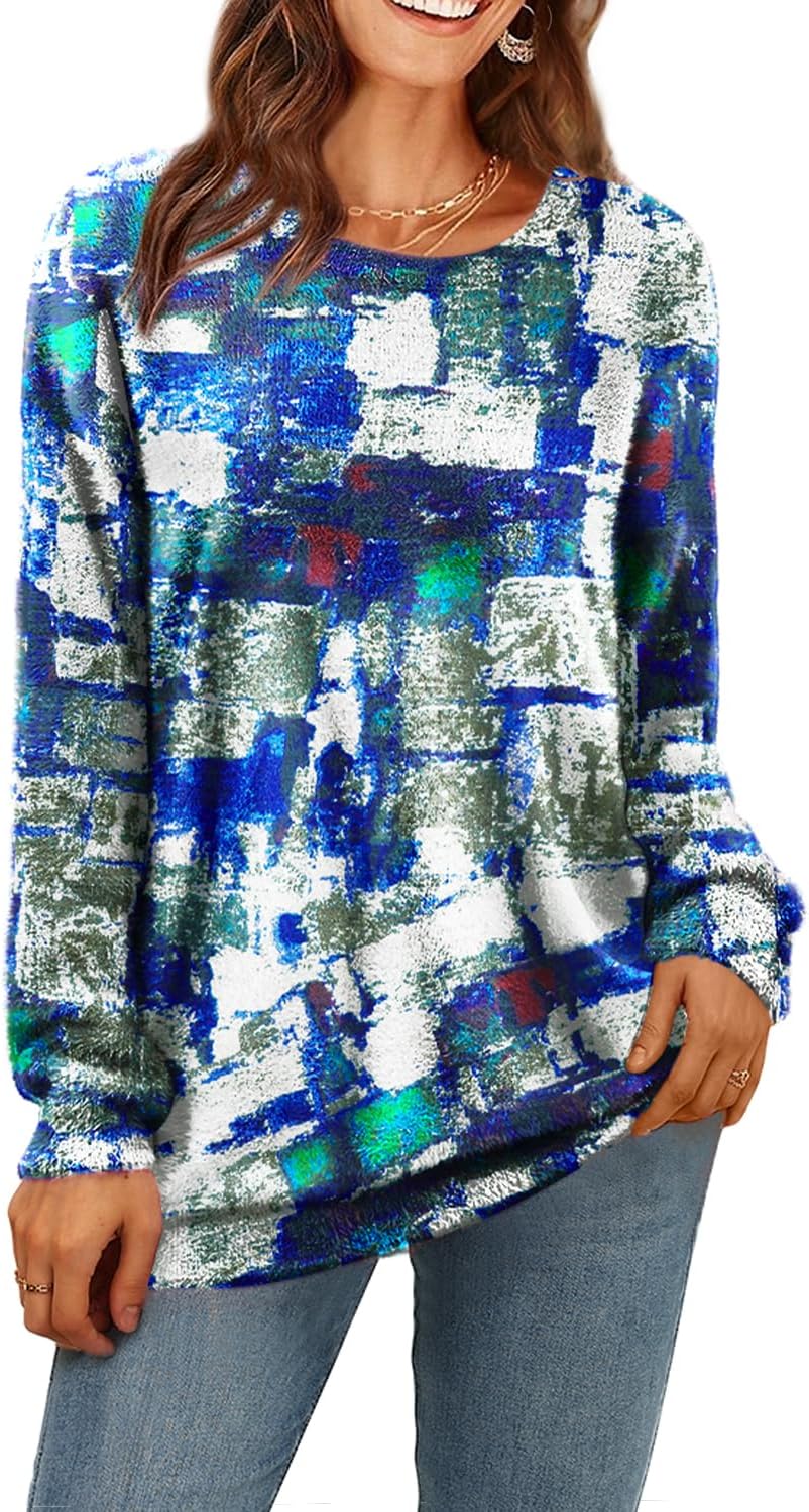 Manufacturer YESNO Women Christmas Sweater Graphic Printed Oversized Pullover Sweaters Casual Loose Knit Tops S01 sweaters