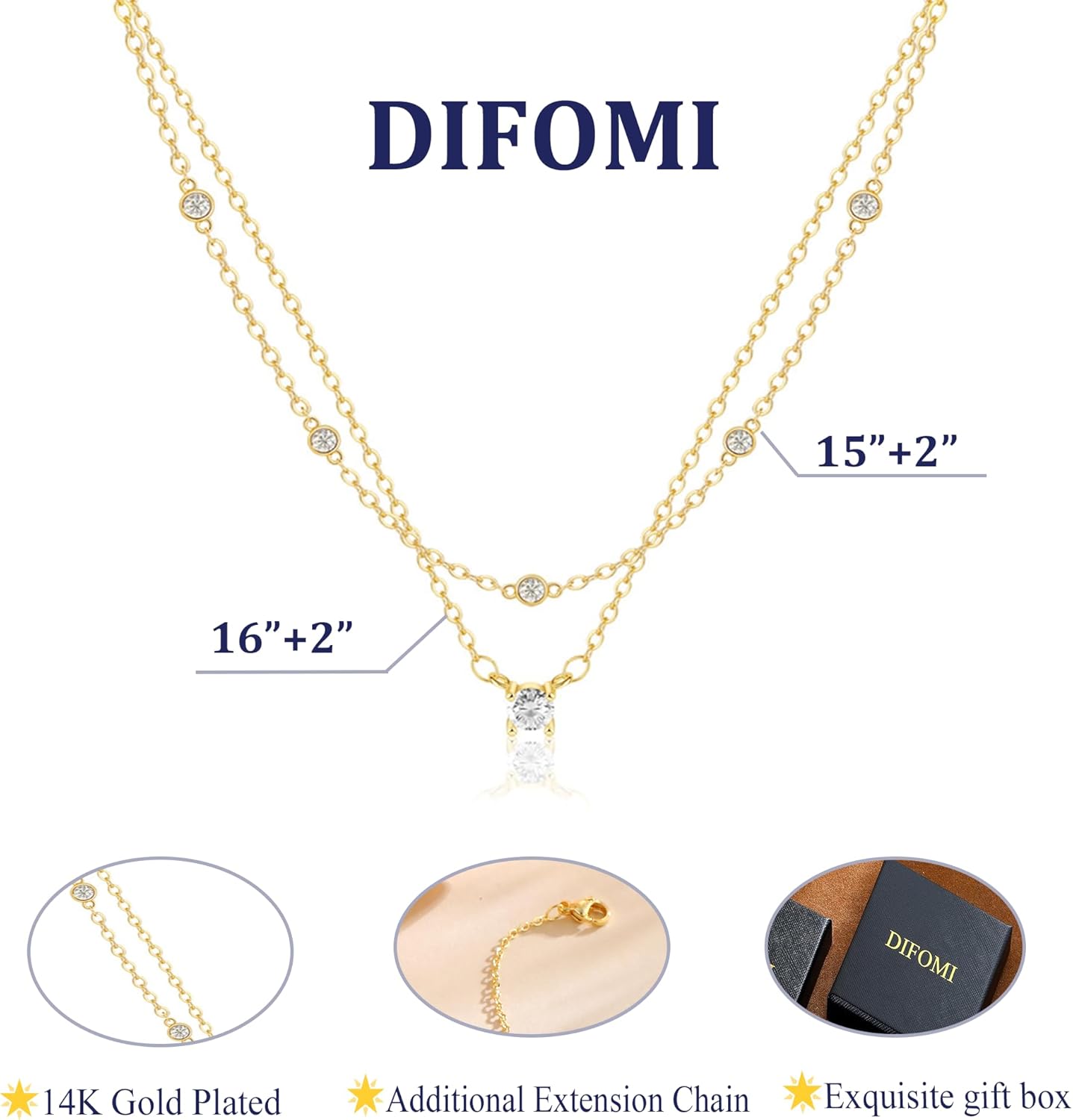 Manufacturer Gold/Sliver Layered Necklace for Women,Dainty 14K Gold/Sliver Plated CZ Pendant Necklace Trendy Choker Necklace Jewelry Gift for Women Necklace