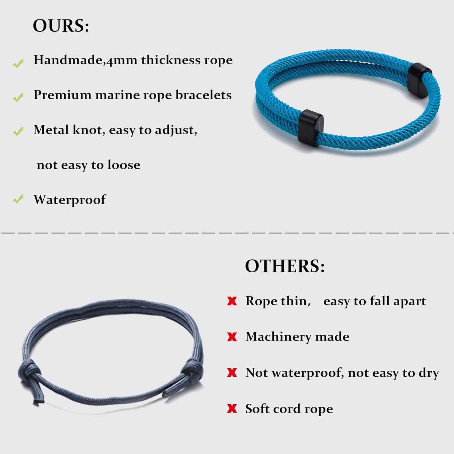 Manufacturer TempBeau Nautical Braided Rope Bracelets Set - 6 Pcs Adjustable Braided Cord Bracelet, Handmade Navy Marine String Bracelet with Metal Knot, Men Women Braided Bracelets Gifts bracelets