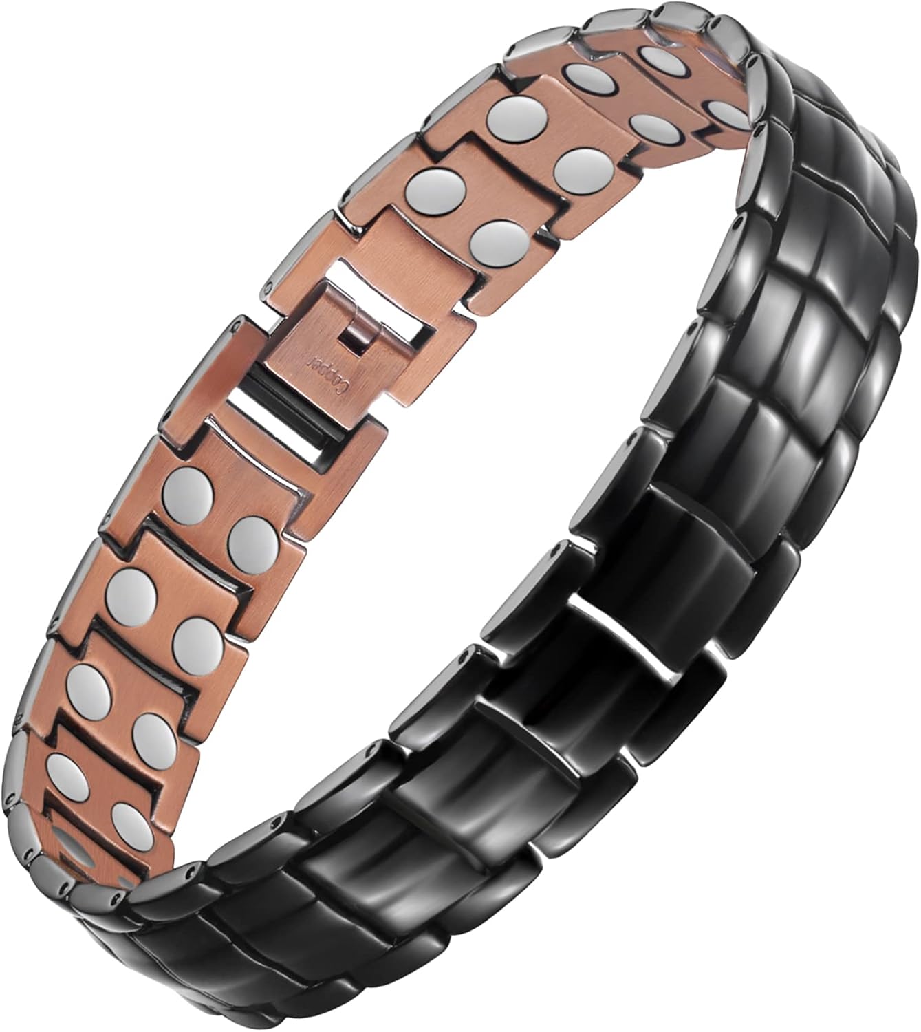 Manufacturer Feraco Men's Copper Magnetic Bracelet Elegant 99.99% Solid Copper Bracelets with Double-Row Strong Magnets,Magnetic Jewelry bracelets