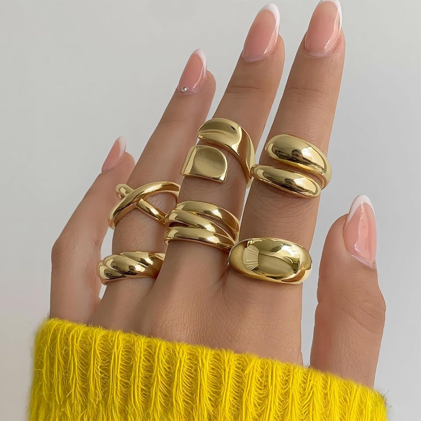 Manufacturer YEEZII Chunky Gold Rings for Women Non Tarnish, 18K Gold Plated Stackable Thumb Ring, Statement Women Rings Set rings