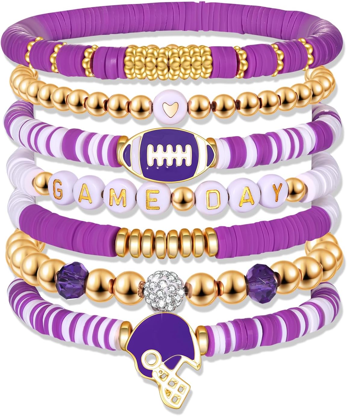 Manufacturer Game Day Bracelets for Women - Red, Black, Blue Heishi Clay Beaded Stretch Bracelets - Stackable Sports Charm Bracelet Bangles - Football Mom Accessories & Outfits Jewelry Gifts bracelets