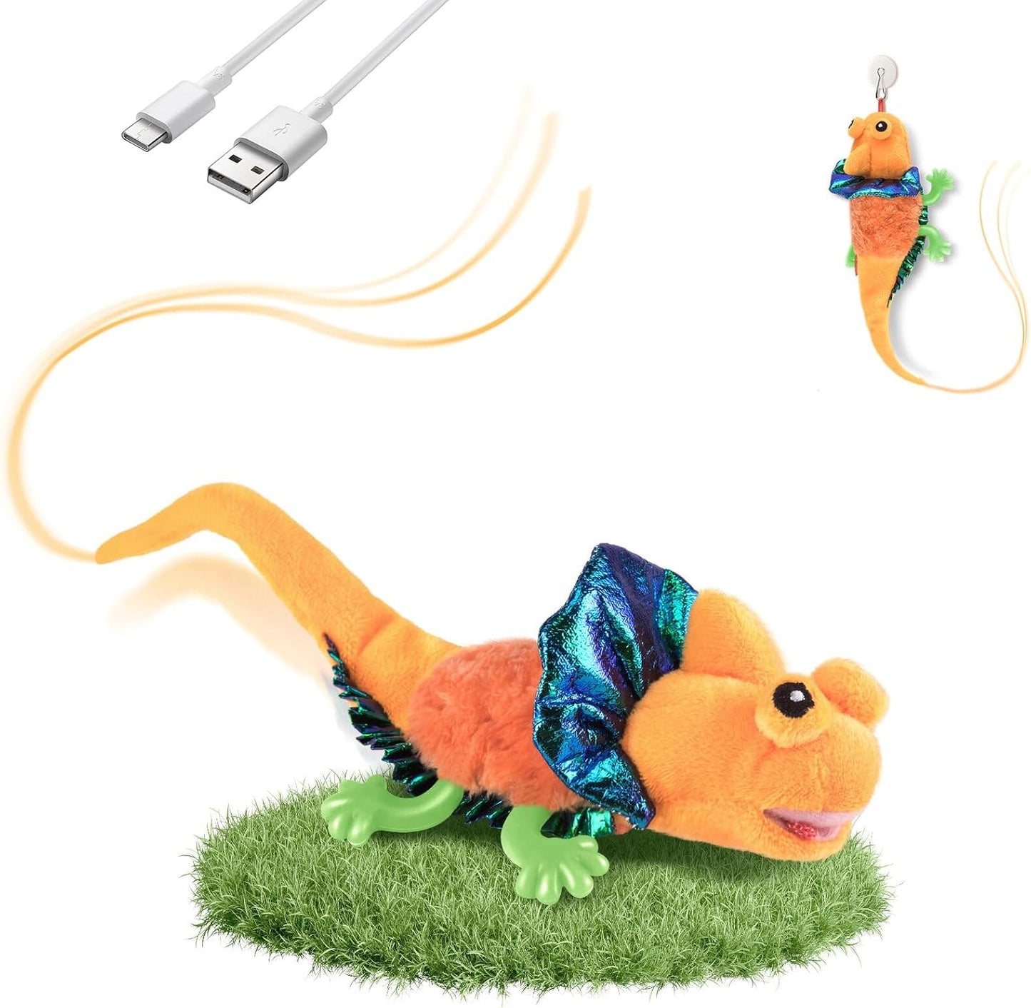 Manufacturer Migipaws Cat Toys, Touch Activated Flapping Chirping Lizard Kitten Toy with Catnip for Indoor Cats Kicker, Rechargeable (Green) Cat toy