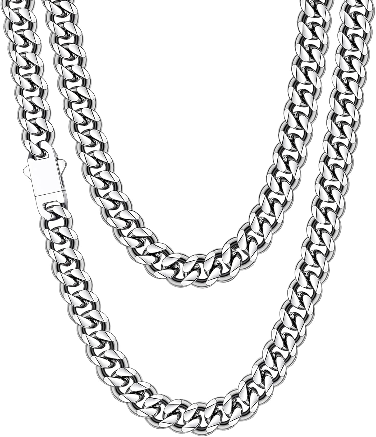 Manufacturer Fiusem 3.5mm Cuban Link Chains for Men, women,Silver Tone/Black/14K Gold Plated Stainless Steel Necklace Chain, Mens Necklace 16, 18, 20, 22, 24, 26, 28 Inch Necklace