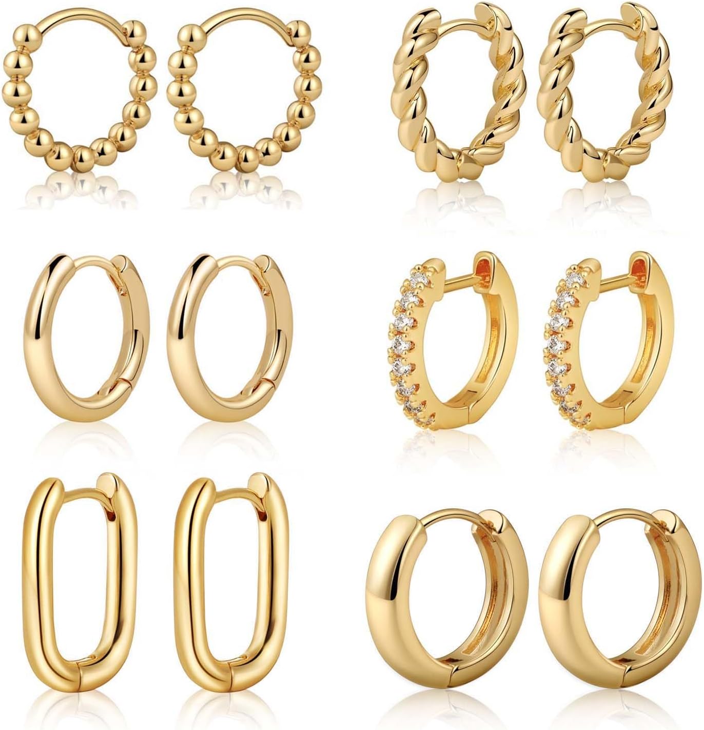 Manufacturer 6 Pairs 14K Gold Hoop Earrings for Women,Chunky Hoop Earrings Multipack Hypoallergenic,Lightweight Hoop Earrings for Women Gold Jewelry Gifts earring