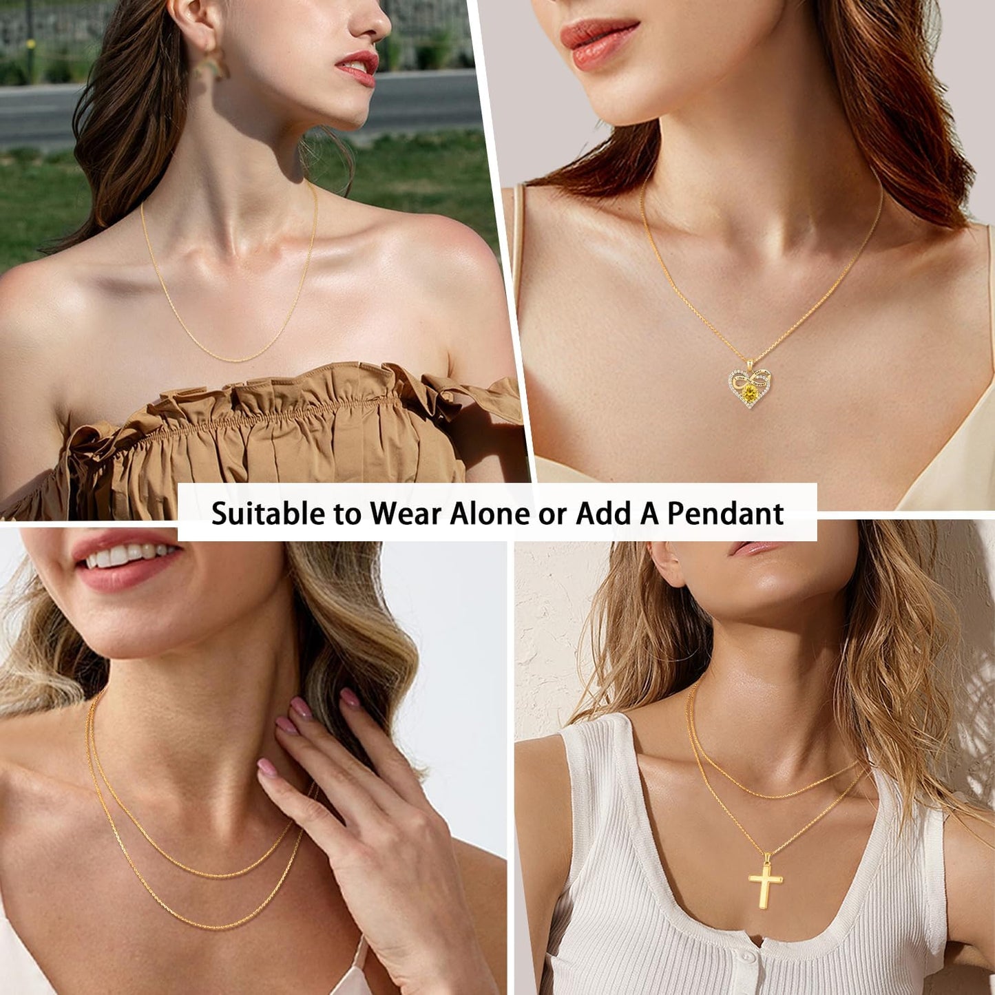 Manufacturer Jewlpire Solid 18k Gold Over 925 Sterling Silver Chain Necklace for Women, 1.1mm Cable Chain Necklace Thin & Dainty & Sturdy Women's Chain Necklaces, 14/16/17/18/20/22/24 Inches Necklace