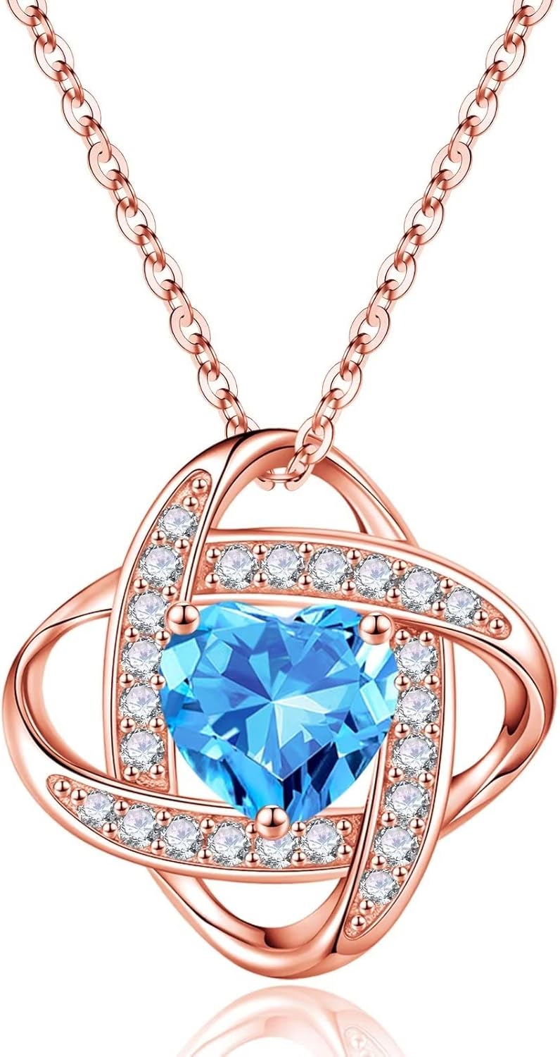 Manufacturer Iefil 925 Sterling Silver Love Knot Birthstone Necklace, Natural or Created Gemstone, Anniversary Birthday Gifts for Women, Jewelry Gifts for Wife Mom Girlfriend Necklace