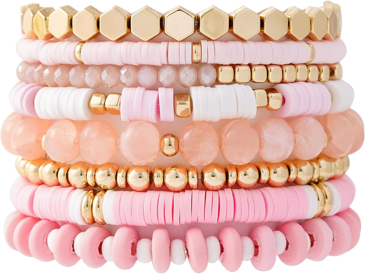 Manufacturer GOOJIDS Surfer Heishi Clay Bead Bracelets for Women Bohemian Stackable Gold Beaded Stretch Bracelets Elastic Layering Friendship Bracelets Set Boho Jewelry bracelets