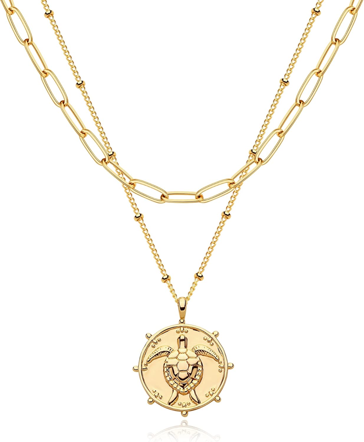 Manufacturer MEVECCO Layered Heart Necklace Pendant Handmade 18k Gold Plated Dainty Gold Choker Arrow Bar Layering Long Necklace for Women necklace