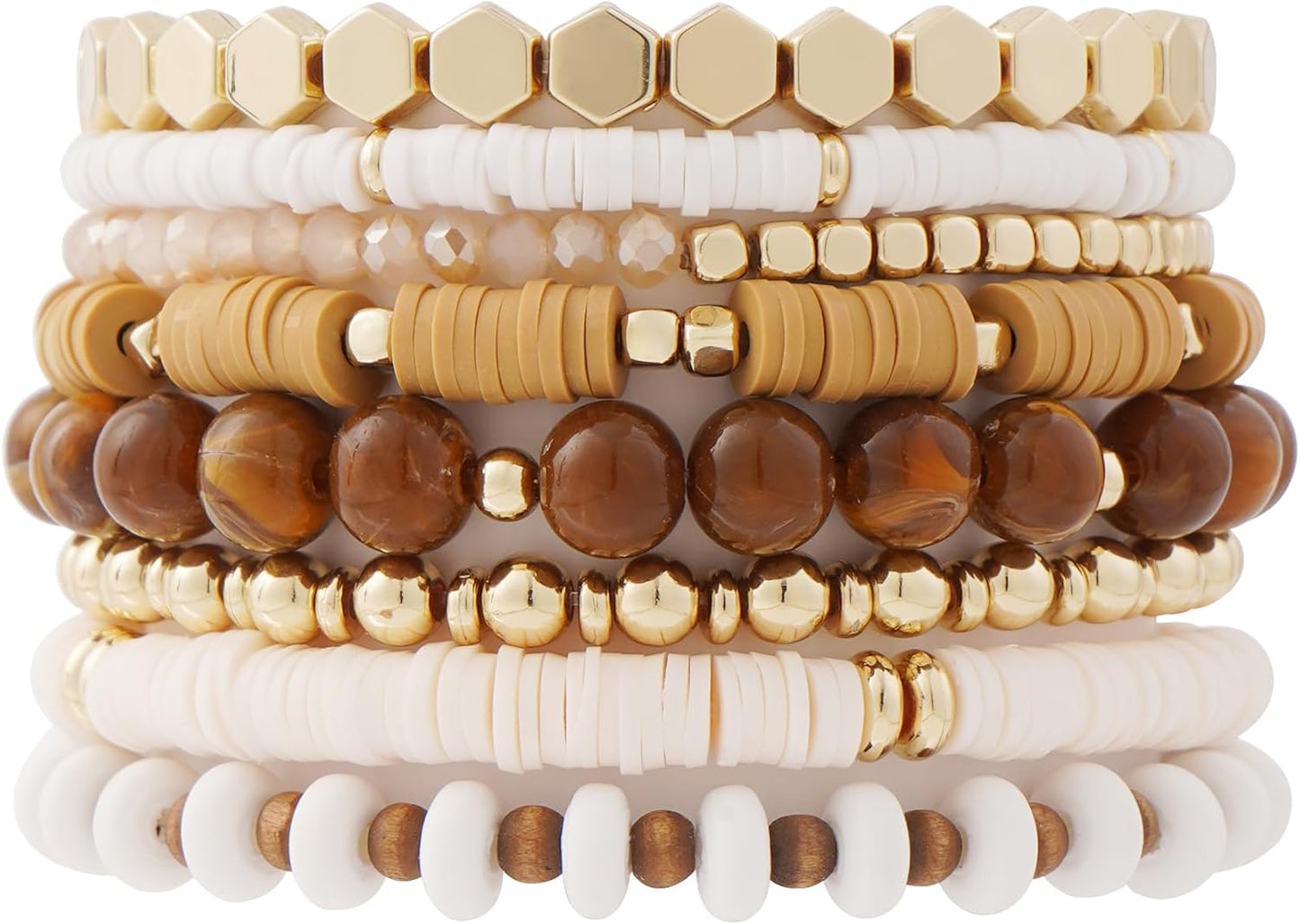 Manufacturer GOOJIDS Surfer Heishi Clay Bead Bracelets for Women Bohemian Stackable Gold Beaded Stretch Bracelets Elastic Layering Friendship Bracelets Set Boho Jewelry bracelets