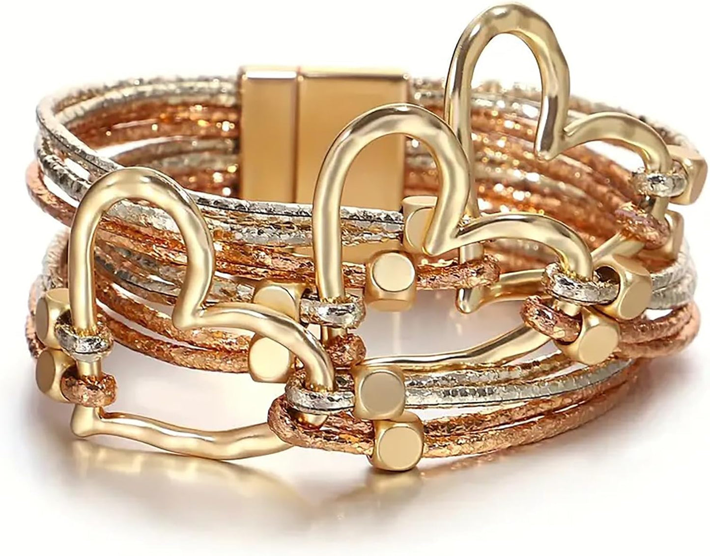 Manufacturer Fesciory Leather Wrap Bracelets for Women, Boho Leopard Multi-Layer Crystal Beads Cuff Bracelet Jewelry bracelets