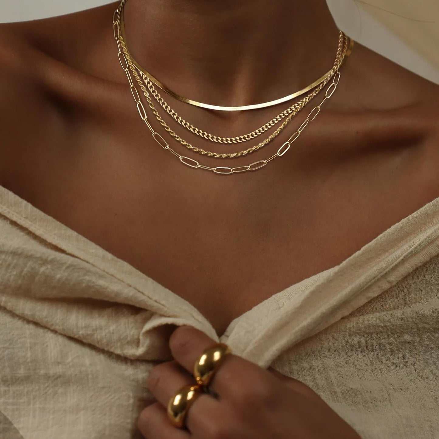 Manufacturer Gold/Silver Necklaces Stack For Women,14K Gold/Sterling Silver Plated Simple Layered Choker Necklaces For Women,Stackable Multilayer Pearl Cross Disc Circle Pendant Cuban Herringbone Snake Paperclip Chain Necklaces
