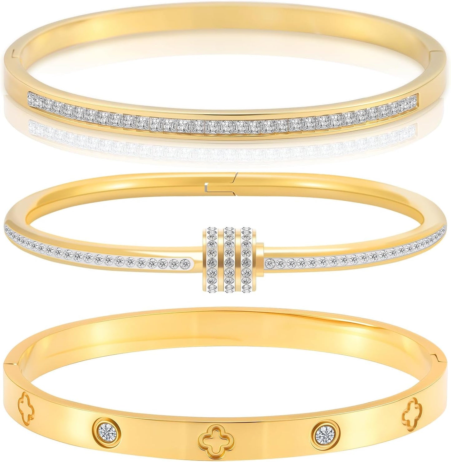 Manufacturer Gold Bracelets for Women - Stackable Bangles with Friendship & Love Theme - Stainless Steel Jewelry Gift for Her bracelets