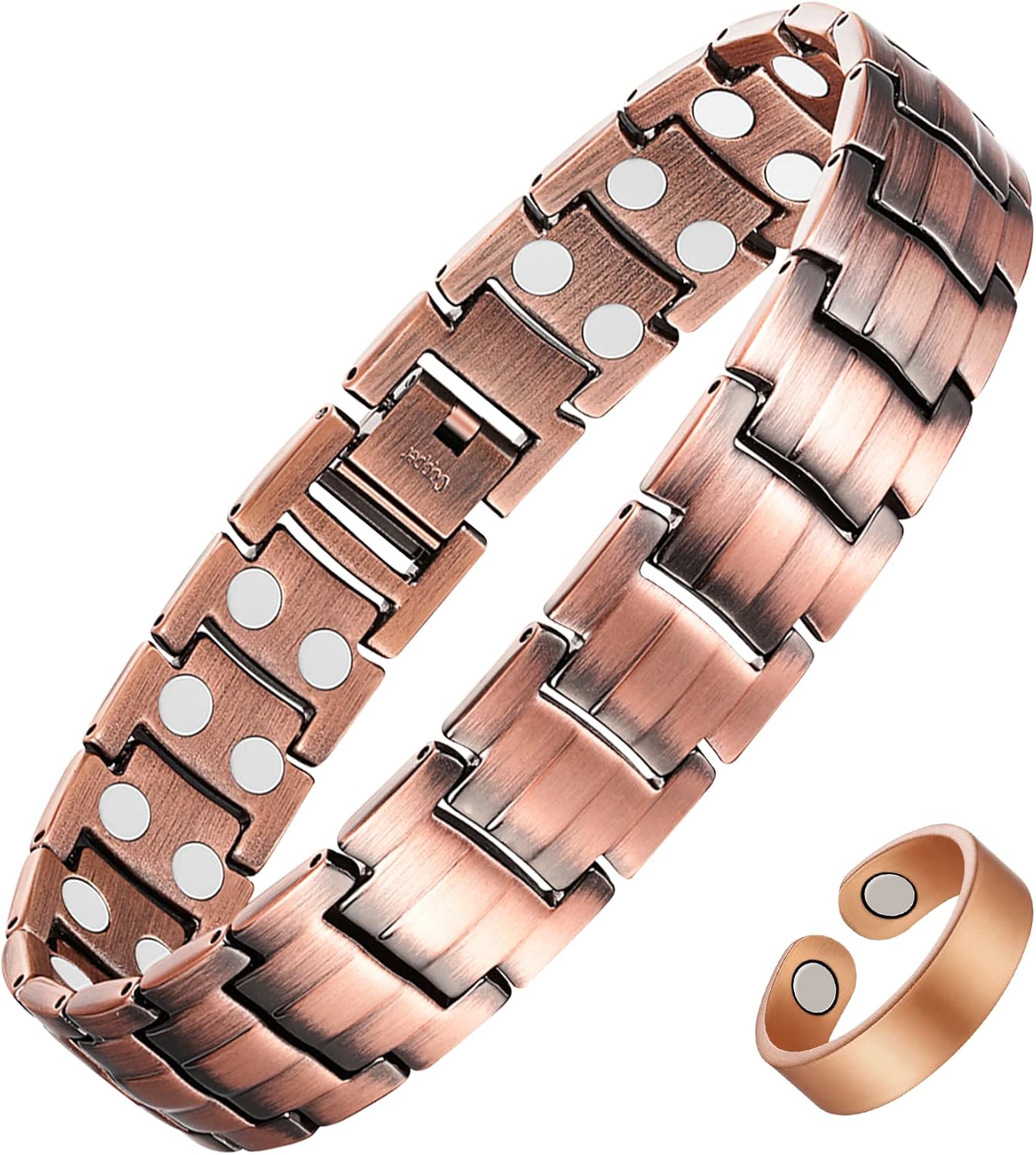 Manufacturer Feraco Men's Copper Magnetic Bracelet Elegant 99.99% Solid Copper Bracelets with Double-Row Strong Magnets,Magnetic Jewelry bracelets