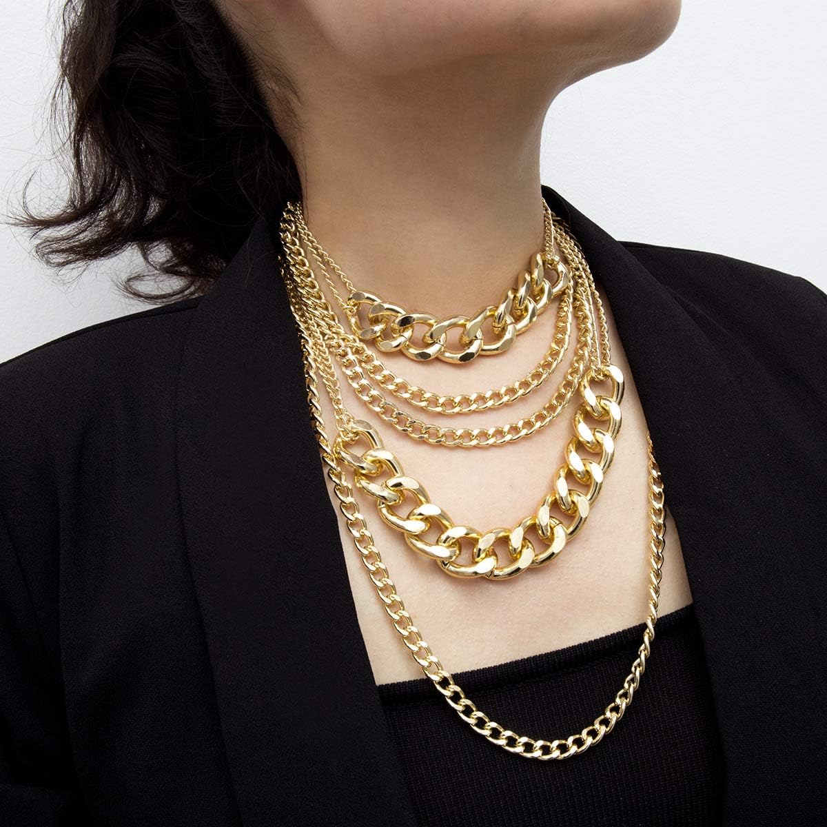 Manufacturer CSIYANJRY99 Chunky Gold Necklaces for Women,Multilayer Punk 80s Hip Hop Necklace,Layered Cuban Link Chain Statement Necklace 90s Freaknik Outfit Accessories for Women necklace