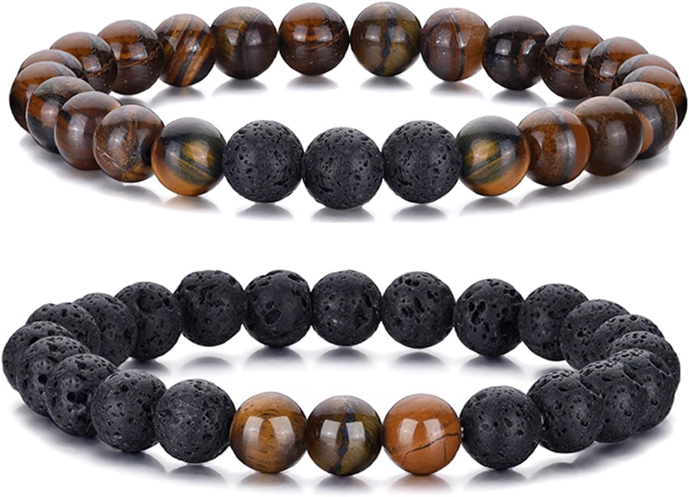 Manufacturer RANKEEF Tiger Eye Bracelet For Men 8MM Natural Stone Stretch Adjustable Black Crystal Beaded Bracelet for Men Women Gifts bracelets