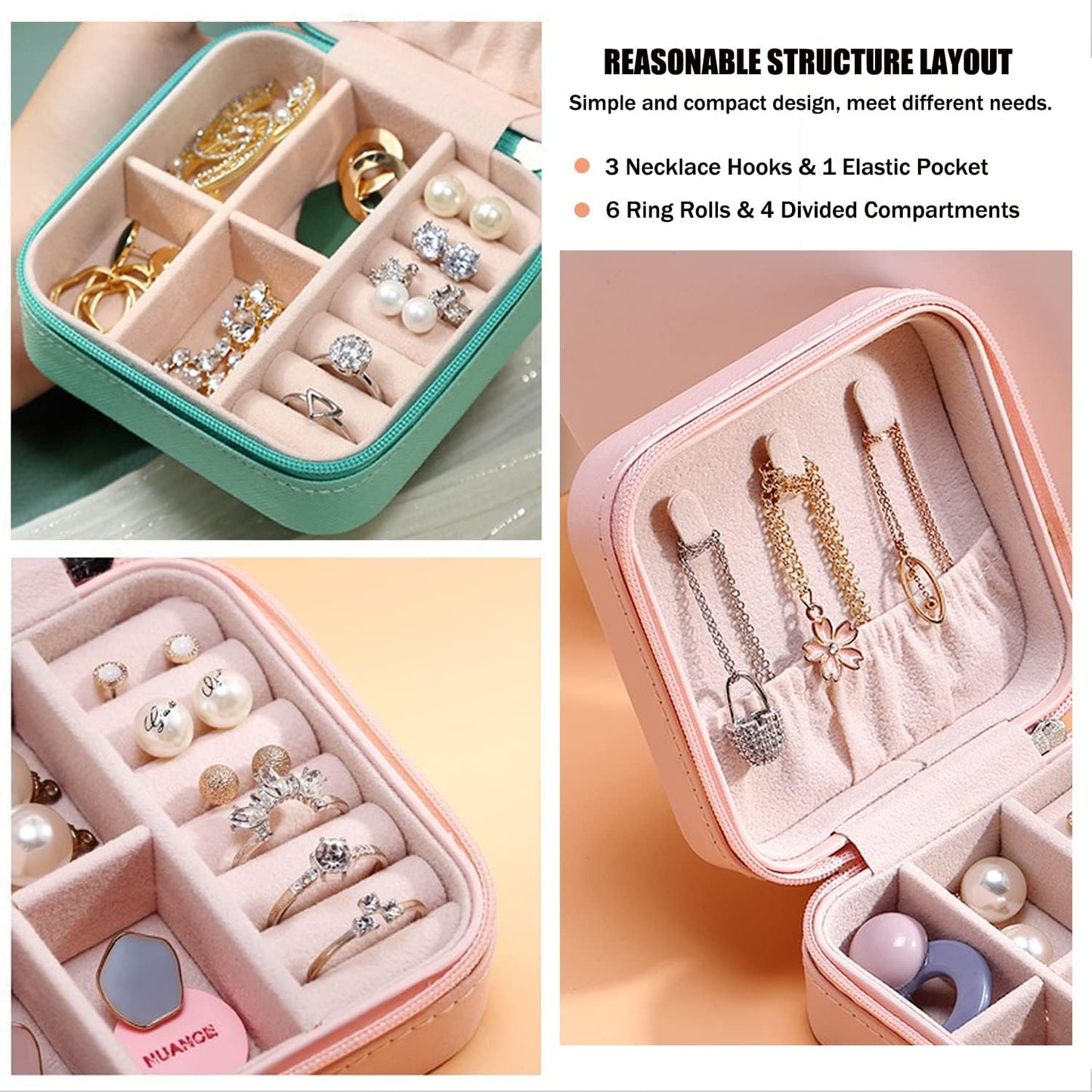 Manufacturer Mini Jewelry Travel Case, PU Leather Travel Jewelry Organizer Box, Small Portable Portable Jewellery Storage Holder for Womens Rings Earrings Necklaces Bracelets (Blue) rings