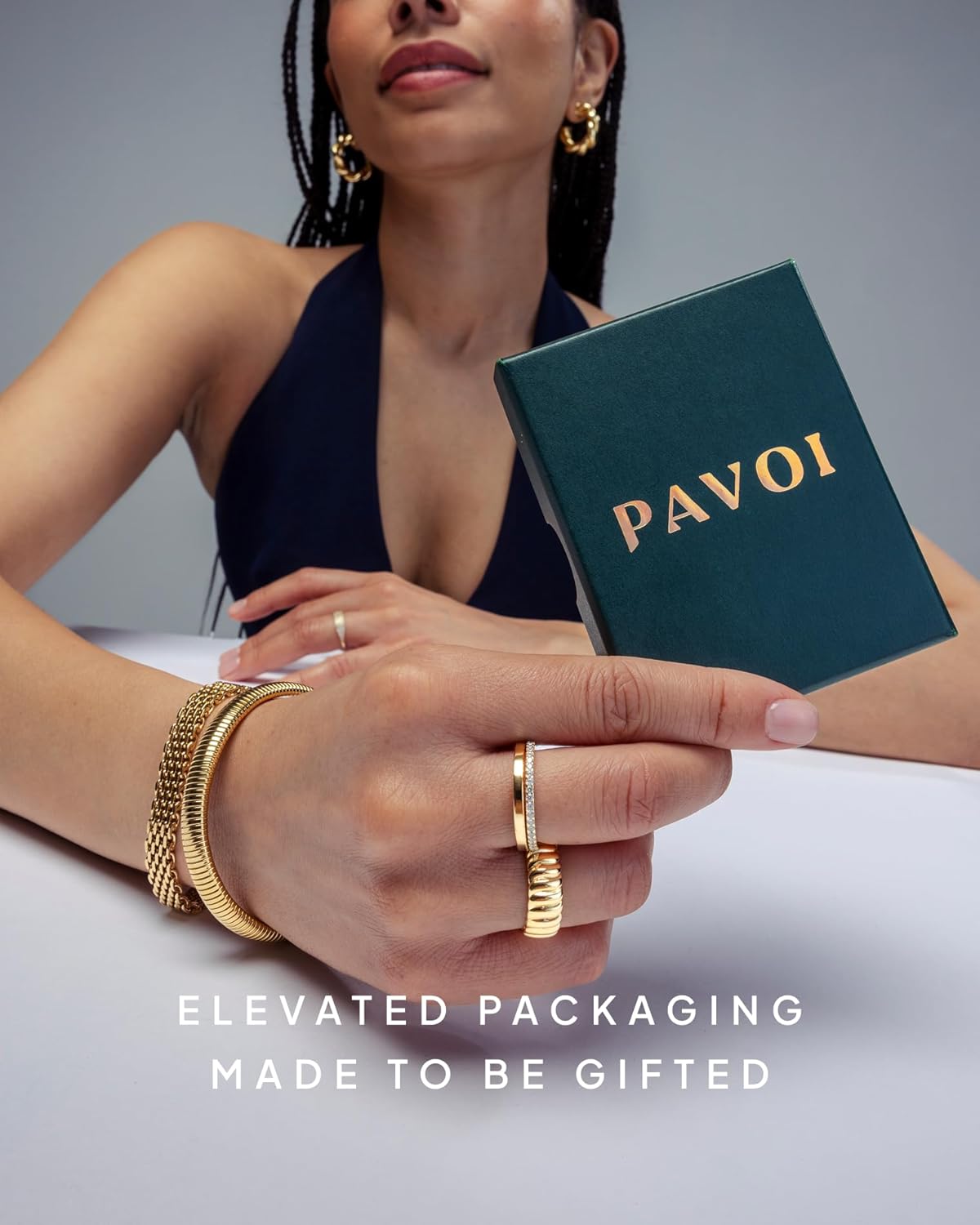 Manufacturer PAVOI 14K Gold Plated Solid 925 Sterling Silver CZ Simulated Diamond Stackable Ring Eternity Bands for Women rings