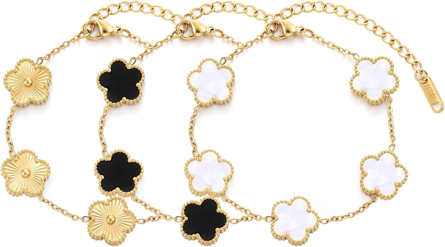 Manufacturer TICVSS Four Leaf Clover Bracelet for Women 18K Gold Plated Stainless Steel Lucky 4 Leaf Gold Link Bracelet Jewelry Gift for Women bracelets