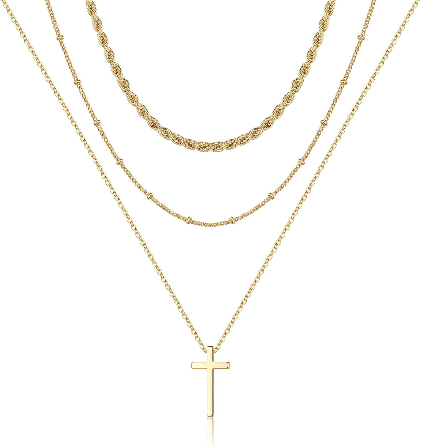 Manufacturer Turandoss Dainty Layered Choker Necklace, Handmade 14K Gold Plated Y Pendant Necklace Multilayer Bar Disc Necklace Adjustable Layering Choker Necklaces for Women necklace