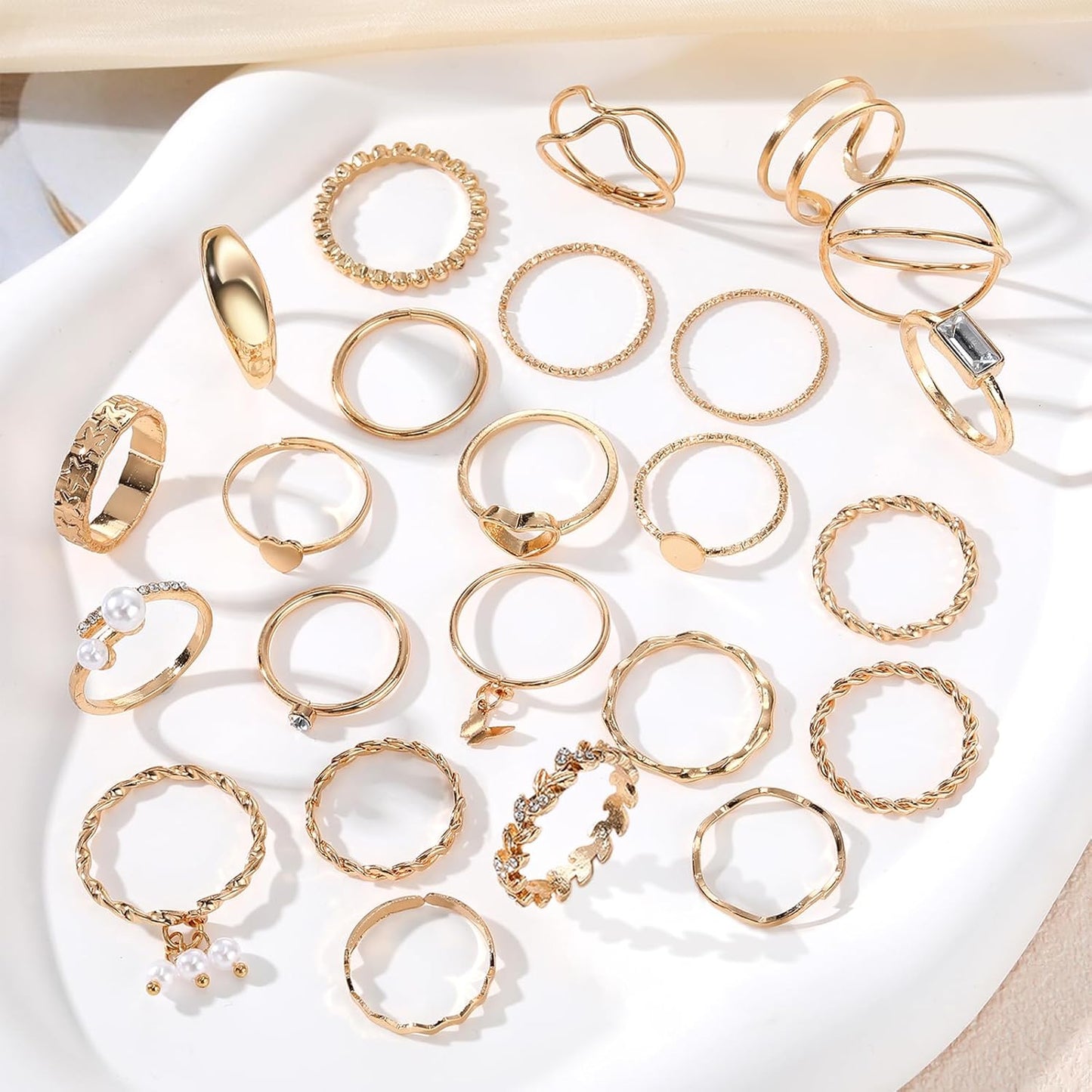 Manufacturer IFKM 51 Pcs Gold Knuckle Rings Set For Women Girls Vintage Stackable Joint Finger Midi Rings Dainty Cubic Zirconia Crystal Simple Twist Hollow Cute Rings Pack Jewelry Gift rings