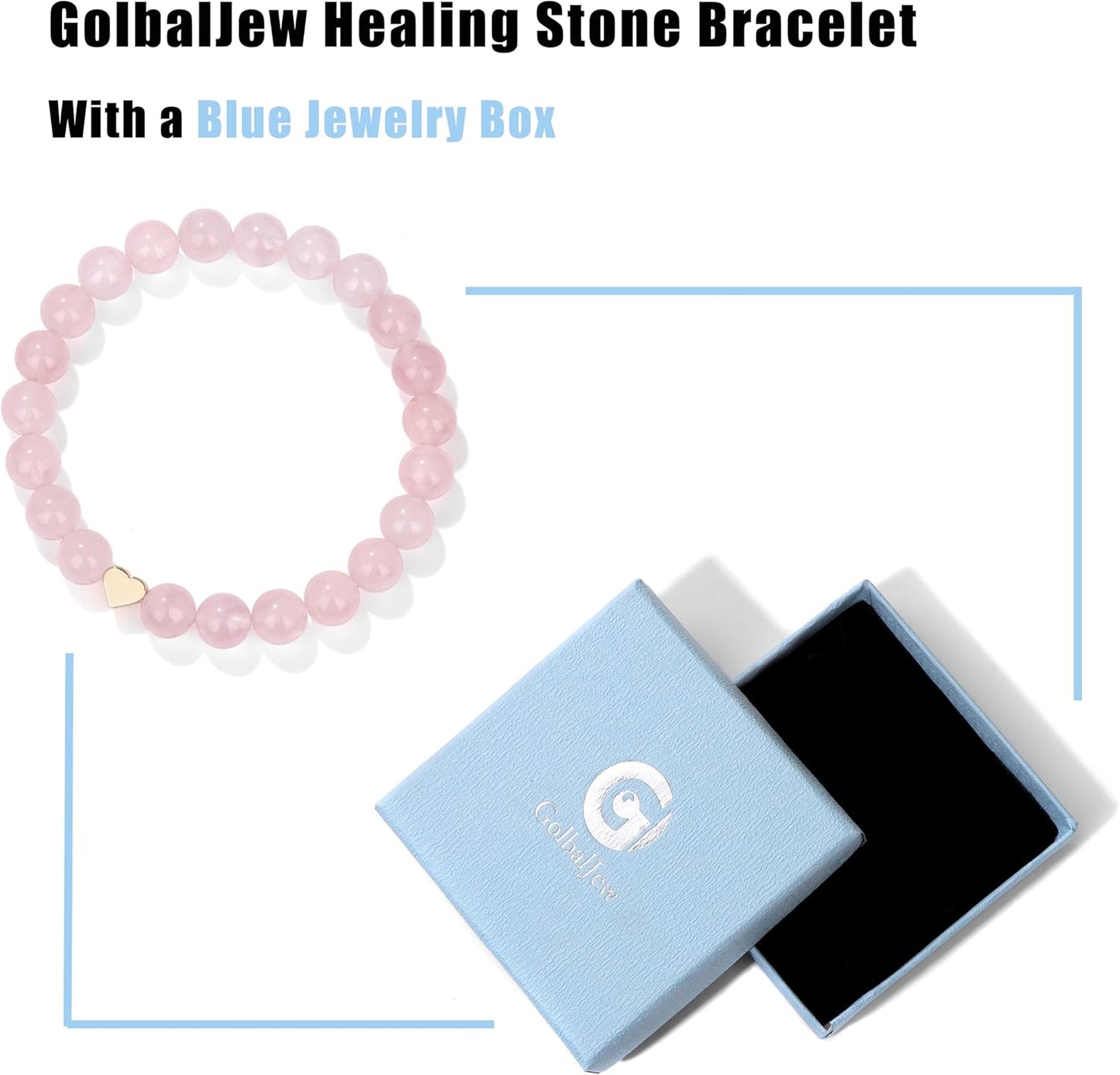 Manufacturer GolbalJew Healing Bracelet For Women Anxiety Beaded Bracelets Jewelry Healing Stone Crystal Bracelet Stress Relief Yoga Beads Chakra Bracelets Gifts For Women pink bracelets