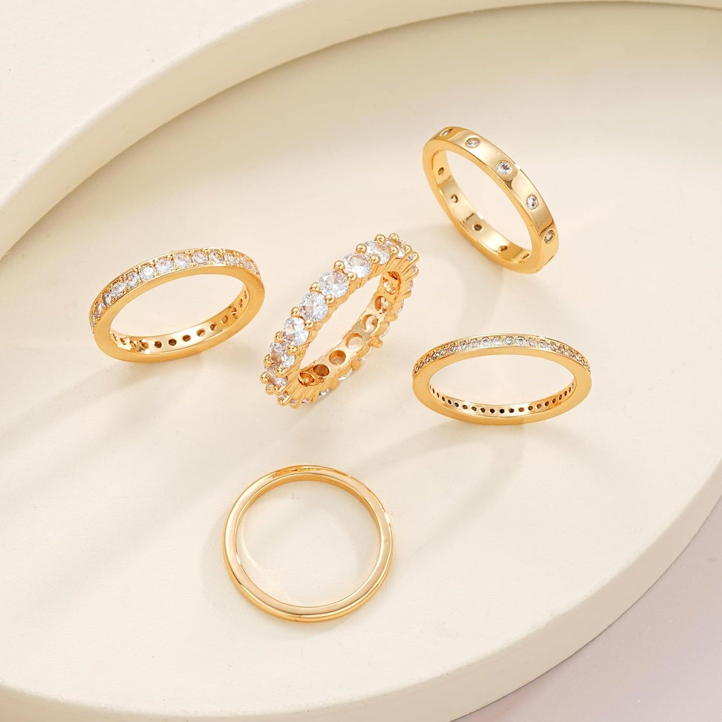 Manufacturer FAXHION Gold Rings for Women Non Tarnish, 14k Gold Plated Dainty Stacking Cubic Zirconia Thumb Rings, Gold Knuckle Women Rings Set Jewelry Size 5-10 rings