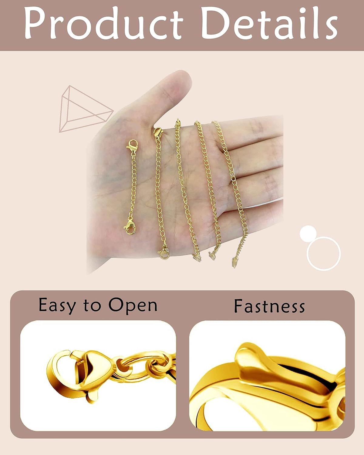 Manufacturer OHINGLT Necklace Extender 10Pcs Chain Extenders for Necklaces Bracelet, 14K Gold and Silver Plated Stainless Steel Extension Chain for Women Jewelry Making bracelets