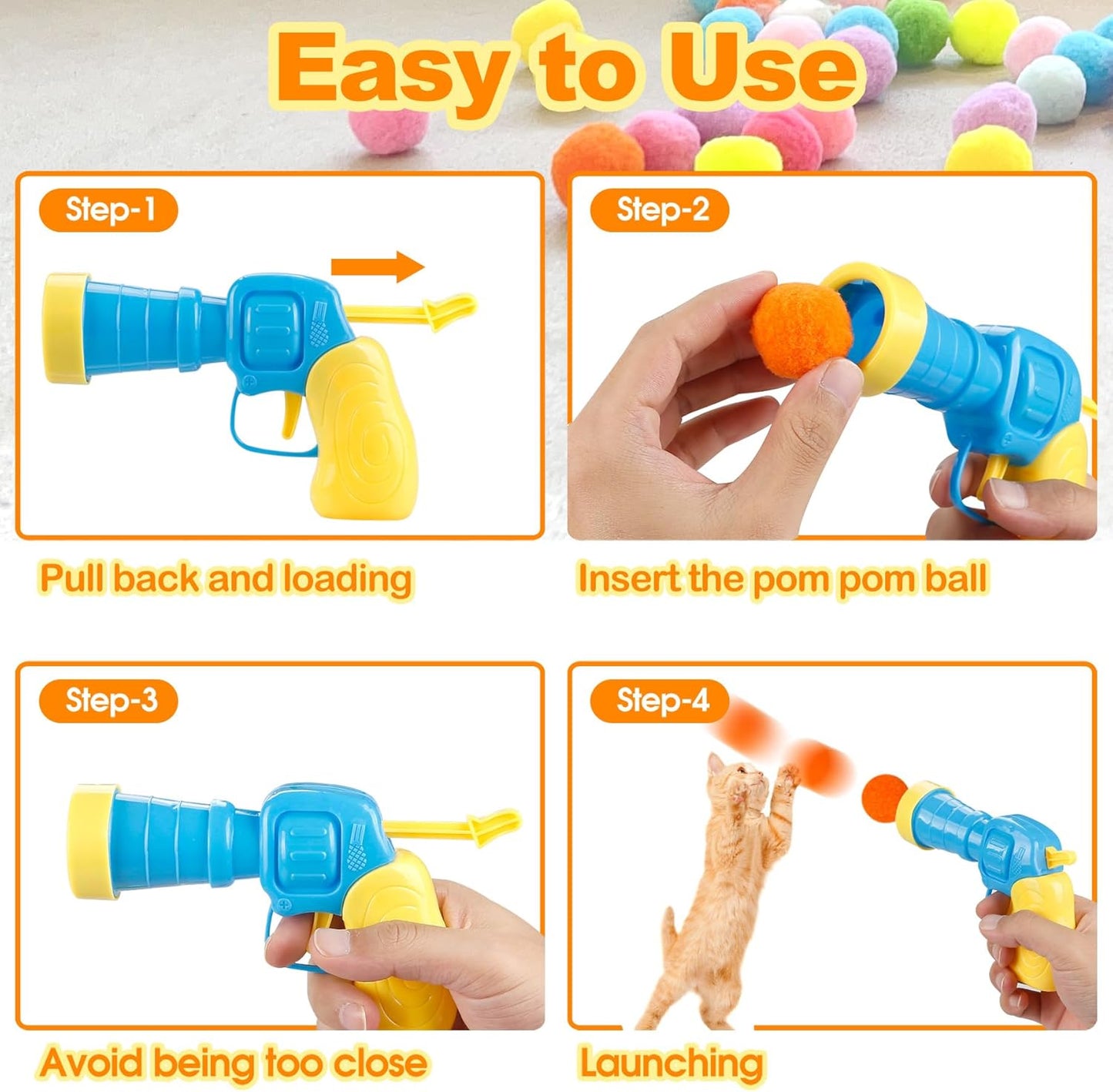 Manufacturer 31Pcs Cat Ball Toy Launcher Gun,Cat Balls Fetch Toy,30Pcs Plush Fuzzy Balls Launcher Cat Toy for Cats with 1 Gun,Funny Interactive Cat Toys for Bored Indoor Adult Cats,Cute Kitten Kitty Toys Cat toy