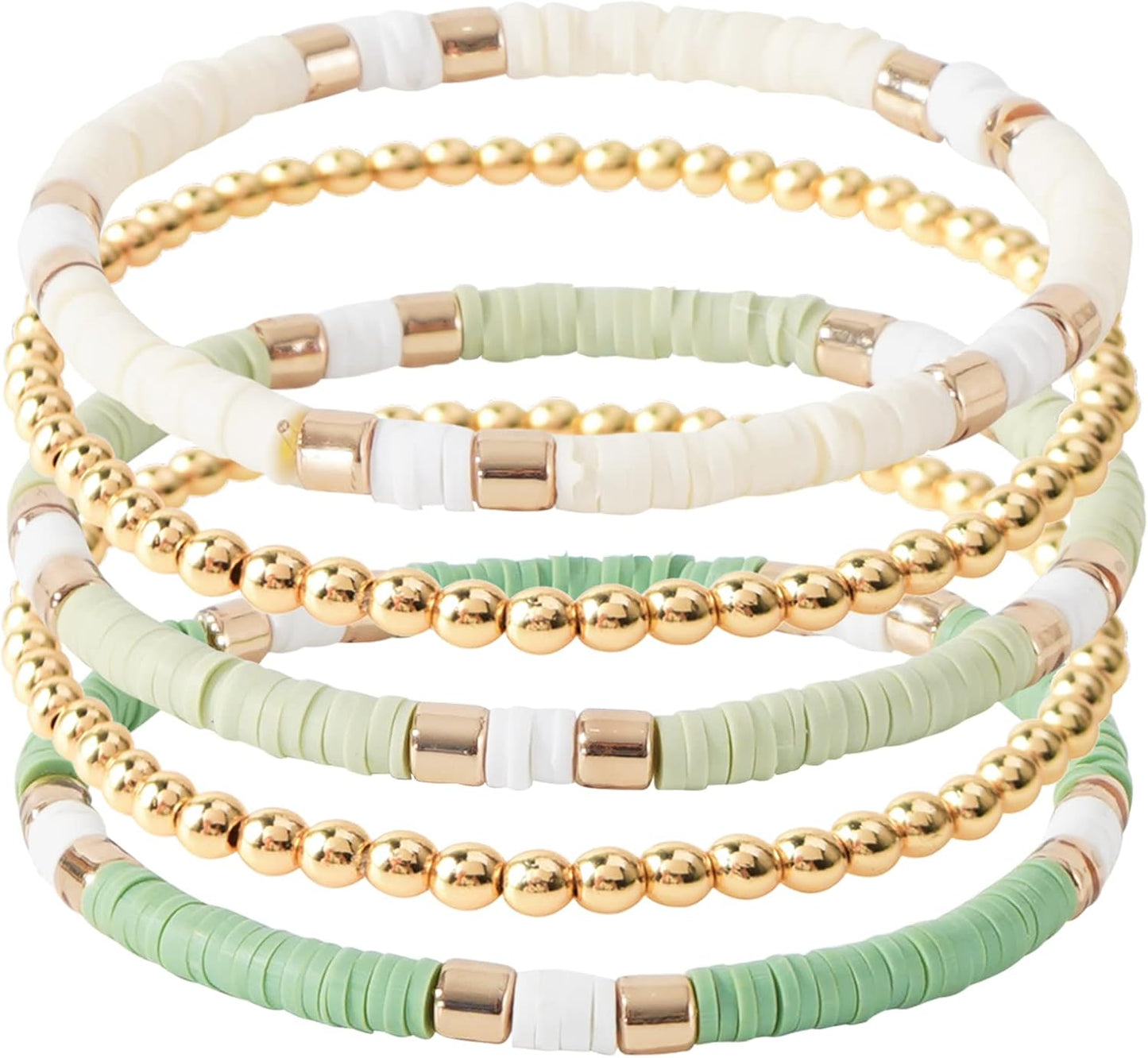 Manufacturer GOOJIDS Surfer Heishi Clay Bead Bracelets for Women Bohemian Stackable Gold Beaded Stretch Bracelets Elastic Layering Friendship Bracelets Set Boho Jewelry bracelets