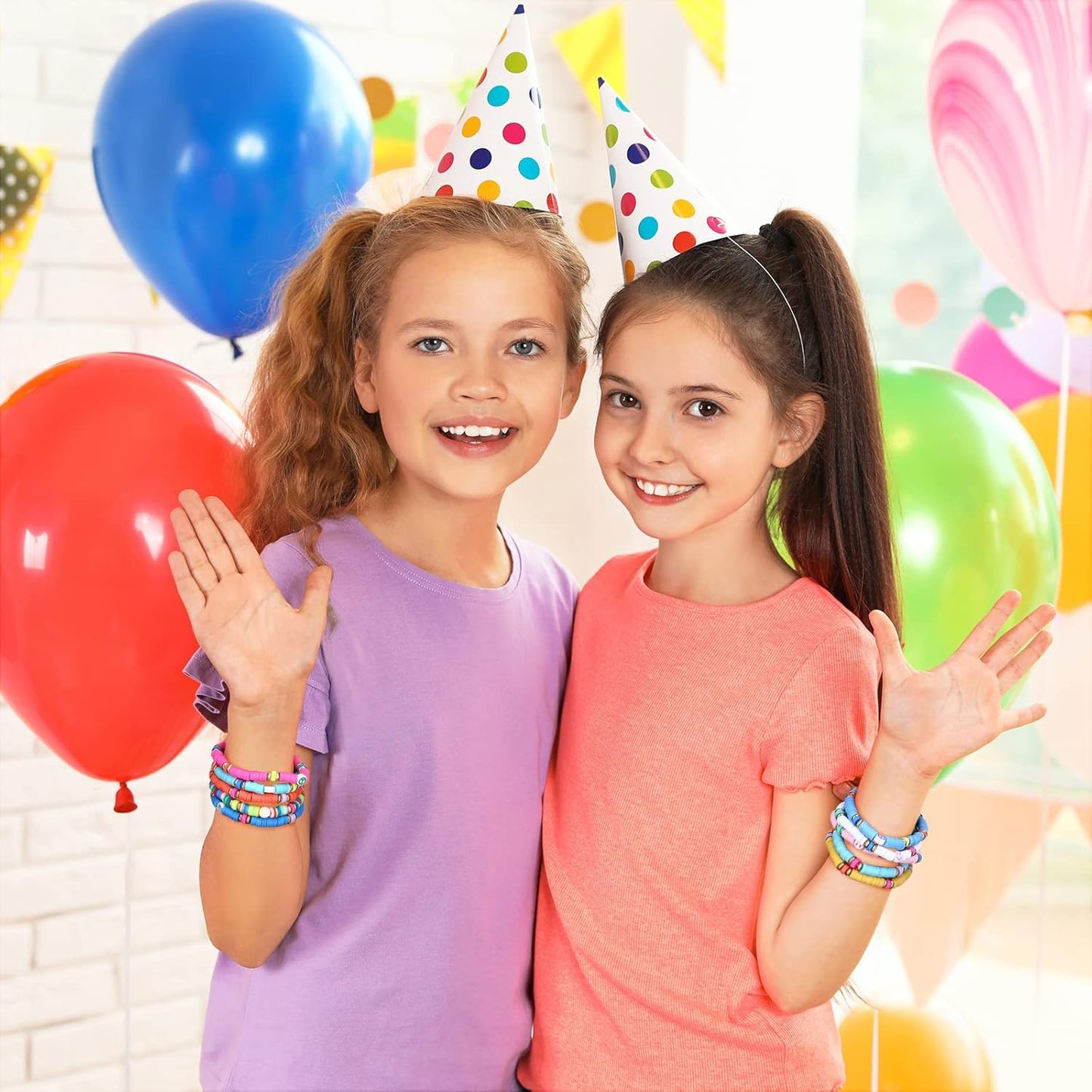 Manufacturer Jadive 48 Pcs Friendship Bracelets Bulk Colorful Adjustable Kids Bracelets Stretch Clay Preppy Surfer Beaded Halloween Christmas Girl Boys Party Favors Jewelry Gift Set, Various Styles bracelets